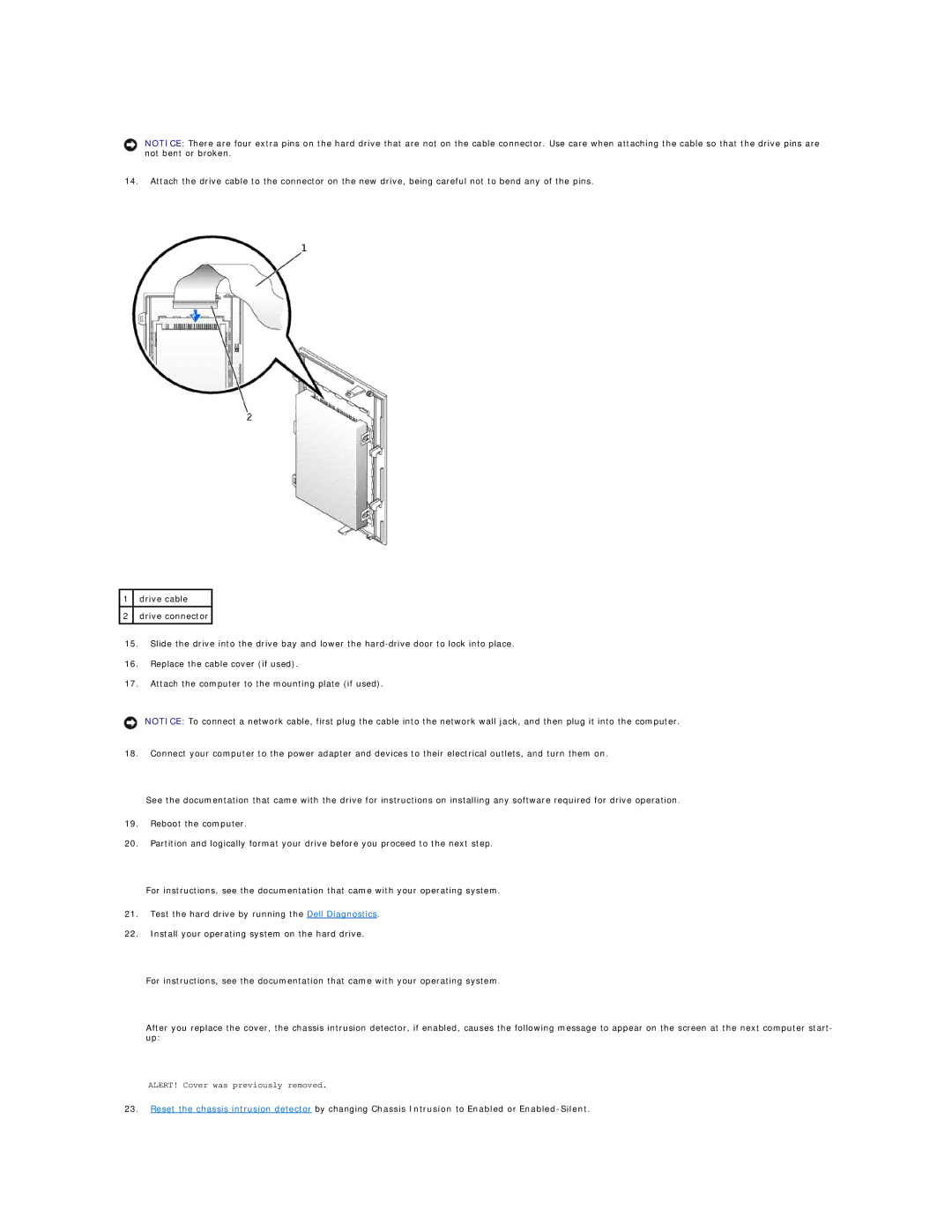 Dell SX260 technical specifications ALERT! Cover was previously removed 