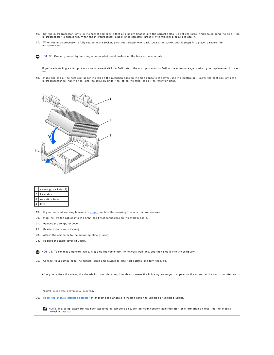 Dell SX260 technical specifications ALERT! Cover was previously removed 