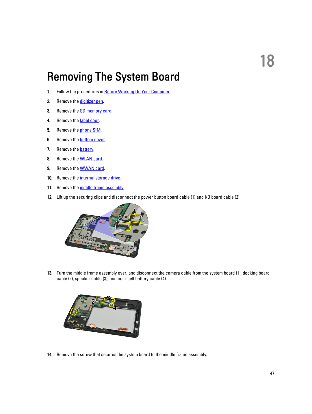 Dell T02G owner manual Removing The System Board 