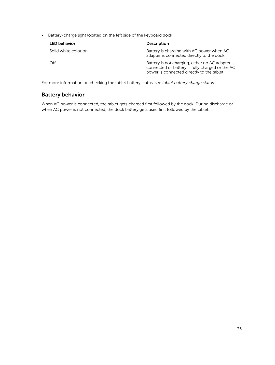 Dell T06G manual Battery behavior 