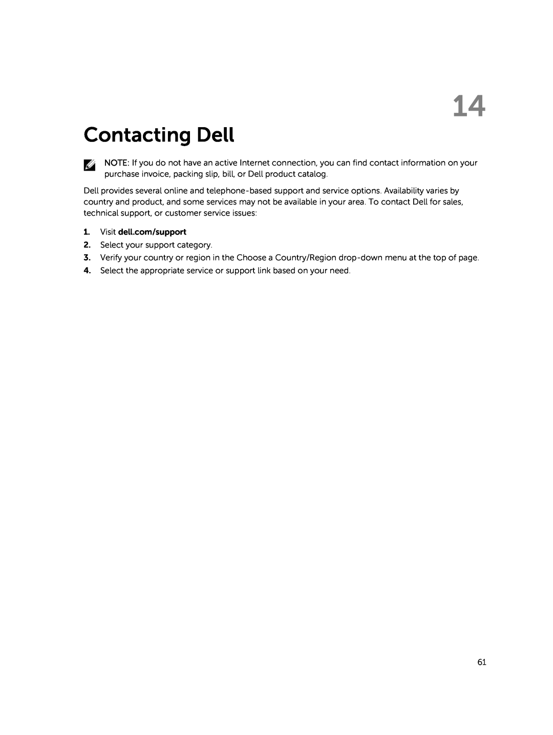 Dell PRO11I6363BLK, T07G manual Contacting Dell 