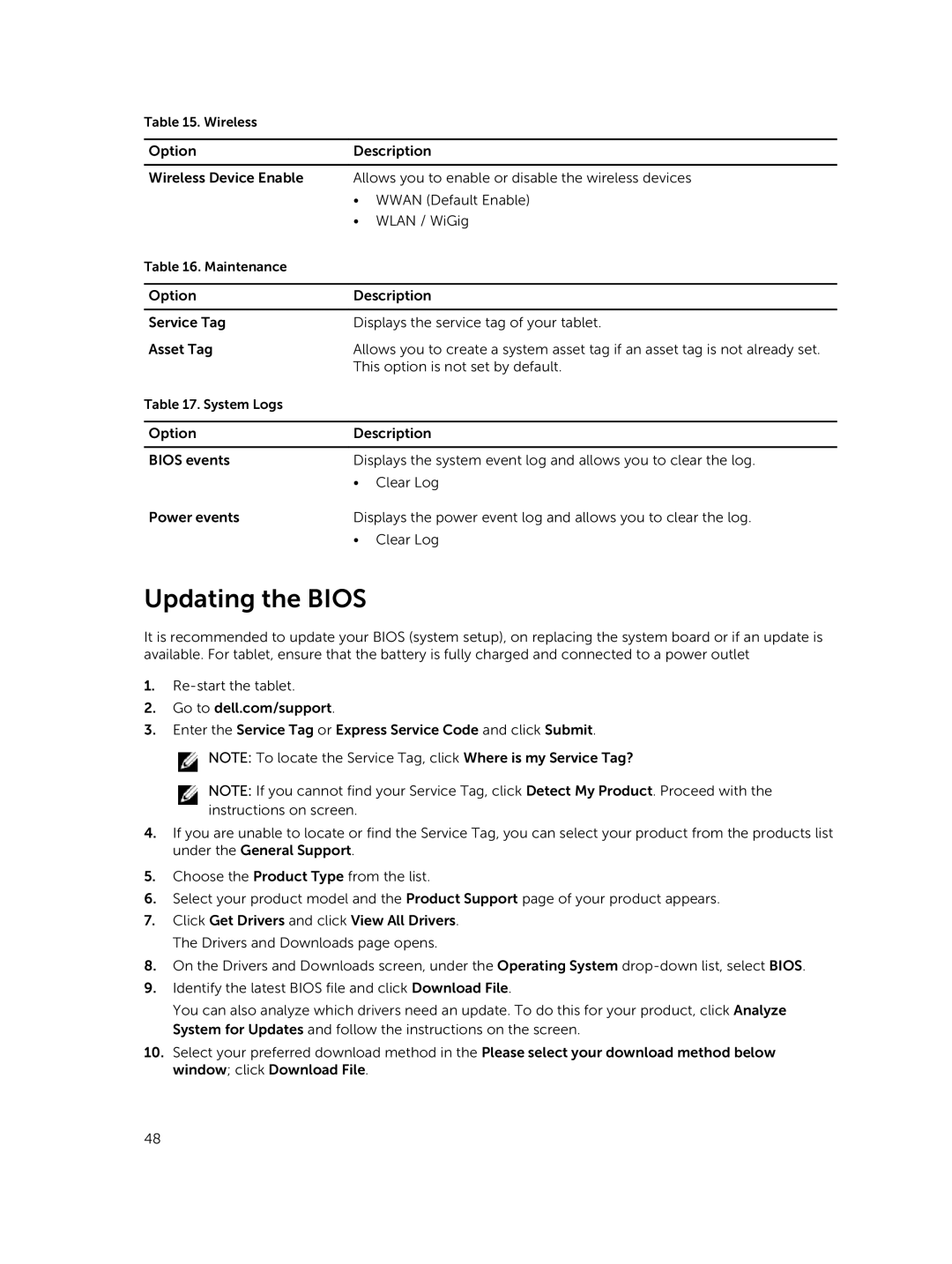 Dell T07G manual Updating the Bios 