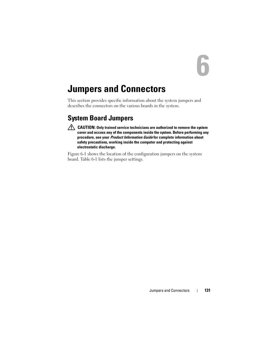 Dell T105 Systems owner manual System Board Jumpers, 131, Jumpers and Connectors 