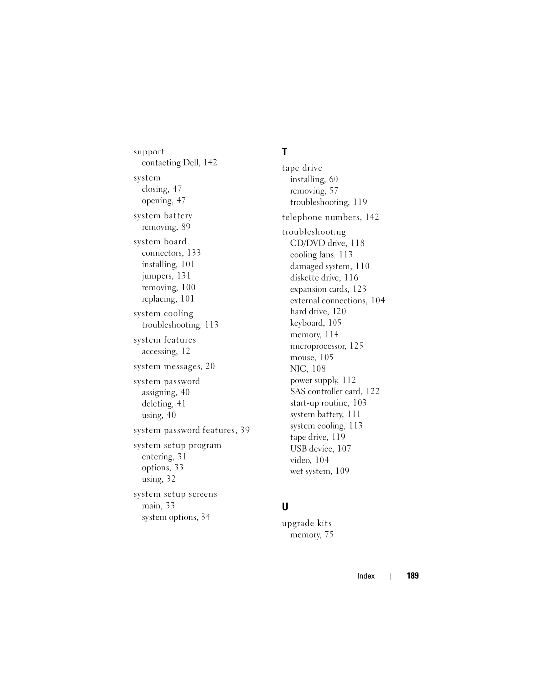 Dell T105 Systems owner manual 189 