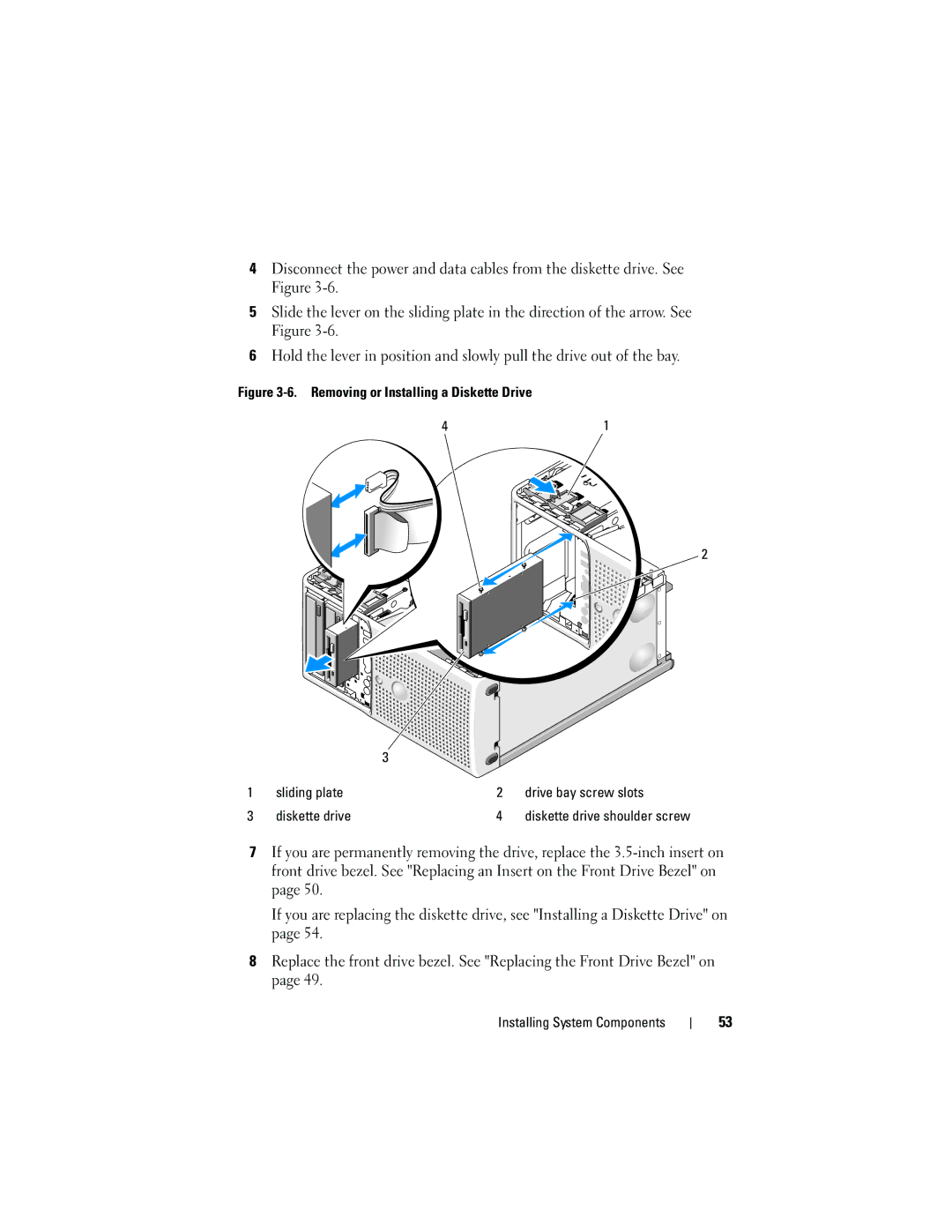 Dell T105 Systems owner manual Diskette drive shoulder screw 