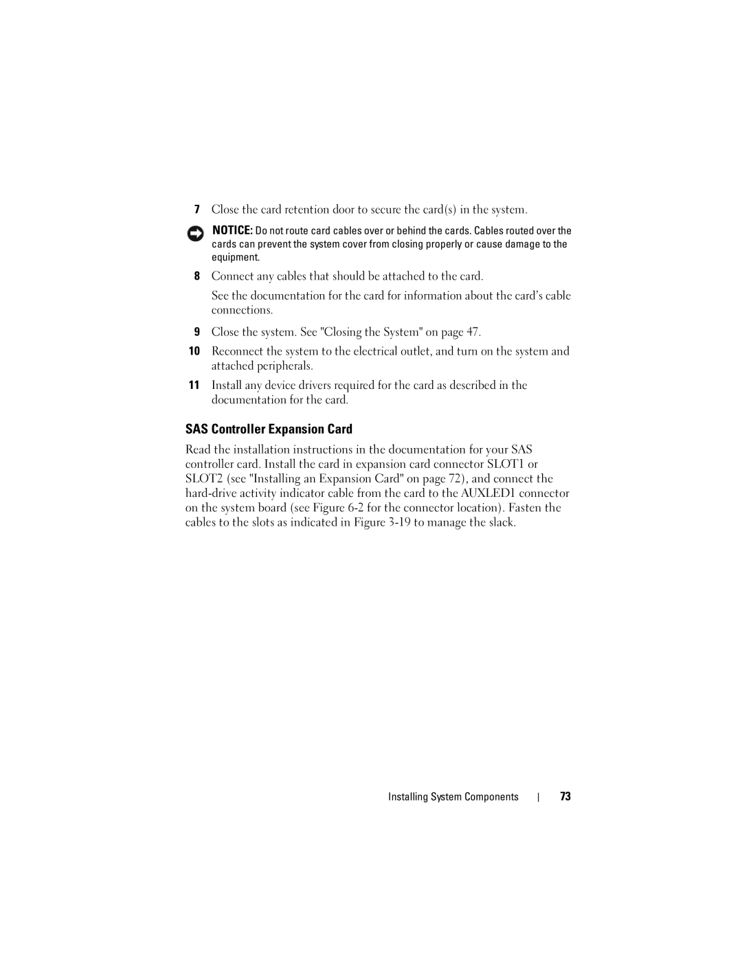 Dell T105 Systems owner manual SAS Controller Expansion Card 