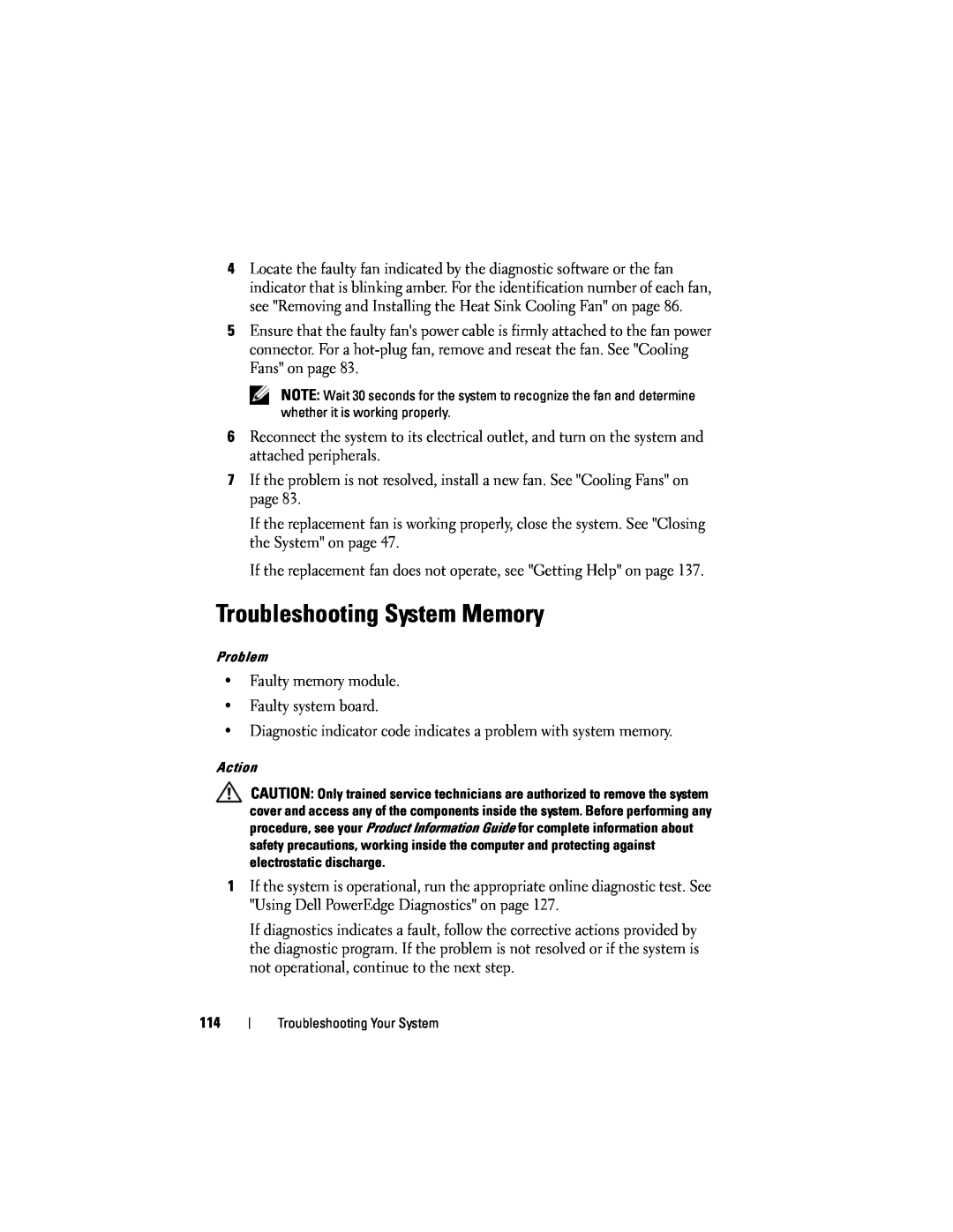 Dell T105 owner manual Troubleshooting System Memory 