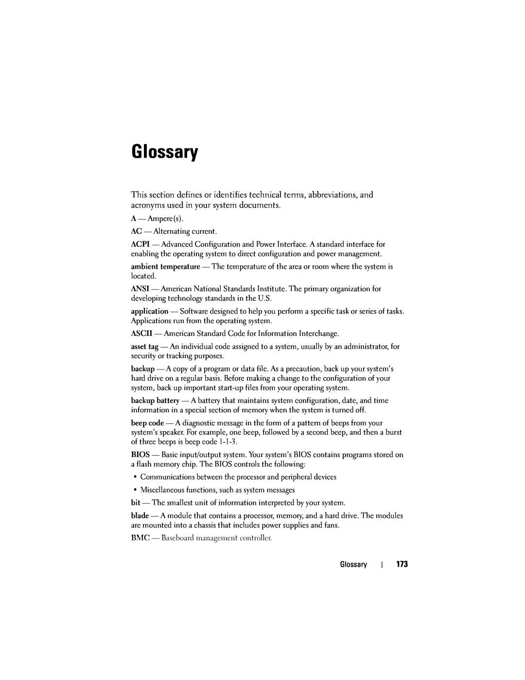 Dell T105 owner manual Glossary 