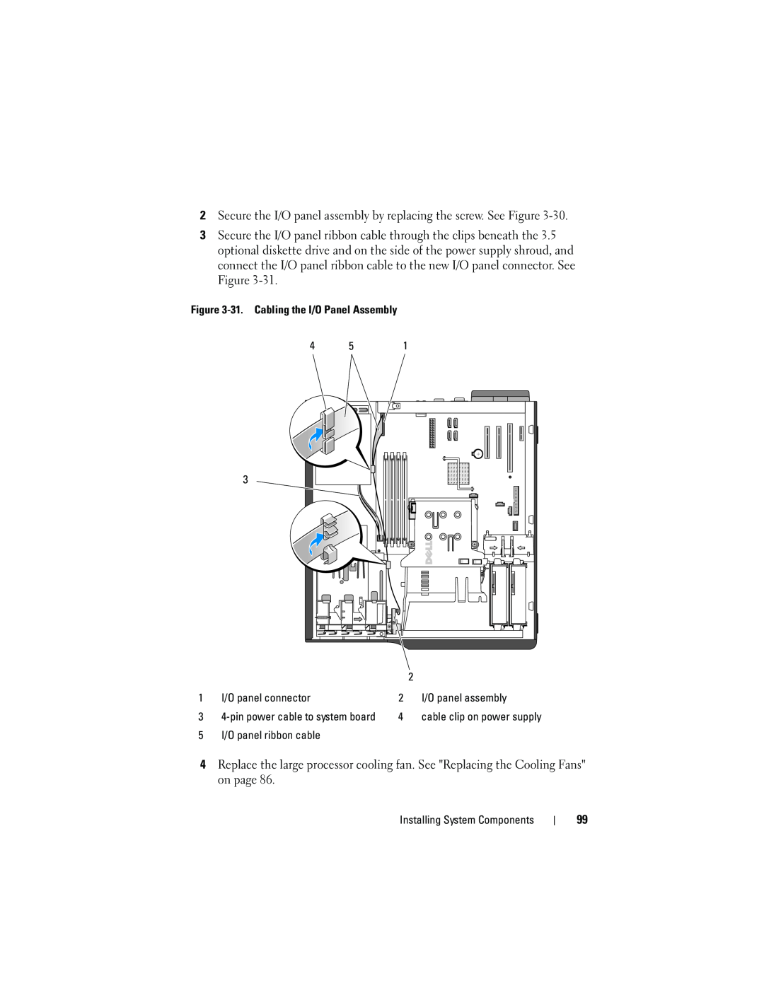 Dell T105 owner manual Secure the I/O panel assembly by replacing the screw. See Figure 