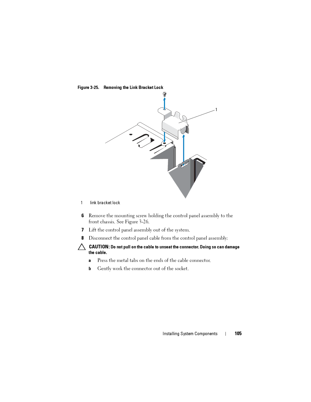 Dell T110 II owner manual 105, Removing the Link Bracket Lock 