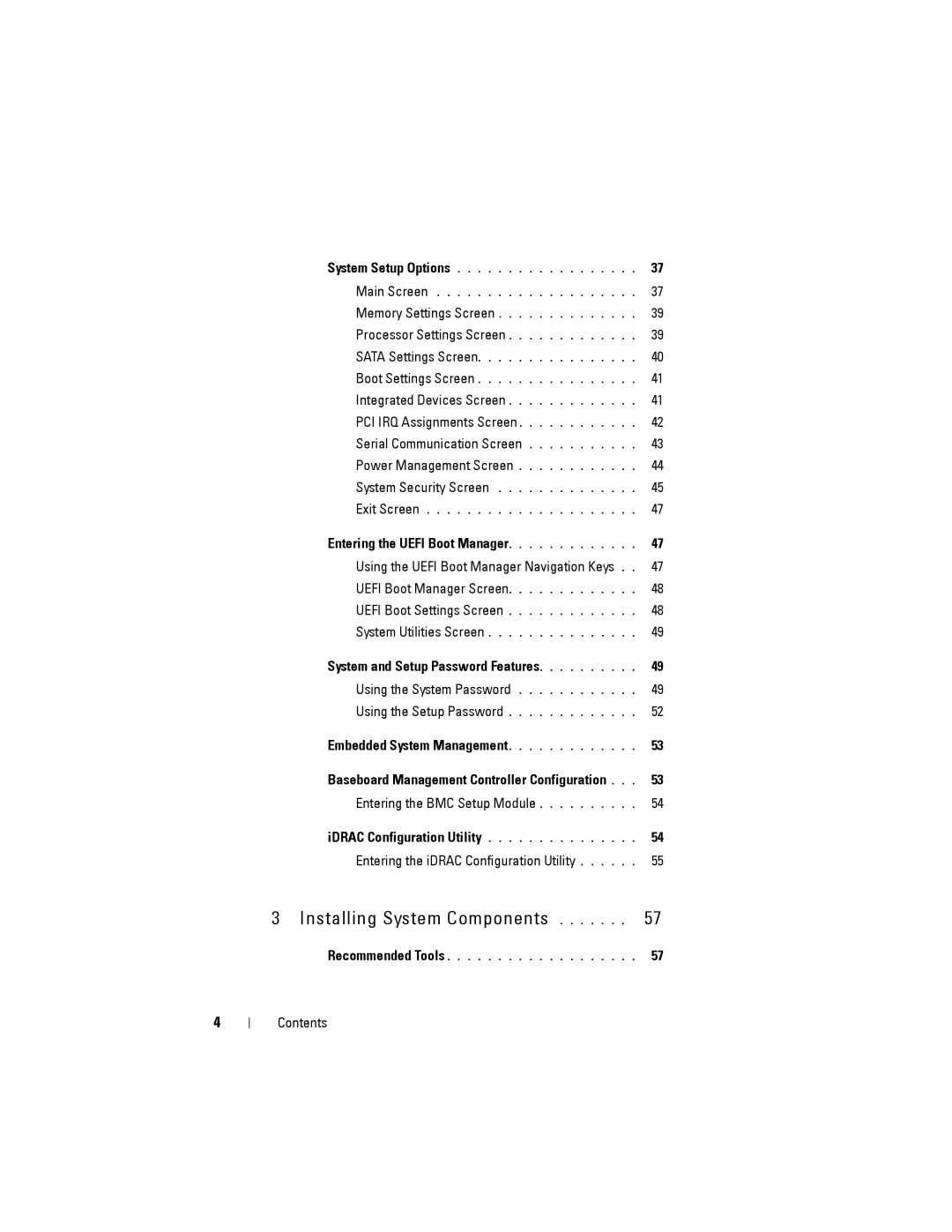 Dell T110 II owner manual Entering the Uefi Boot Manager, Embedded System Management 