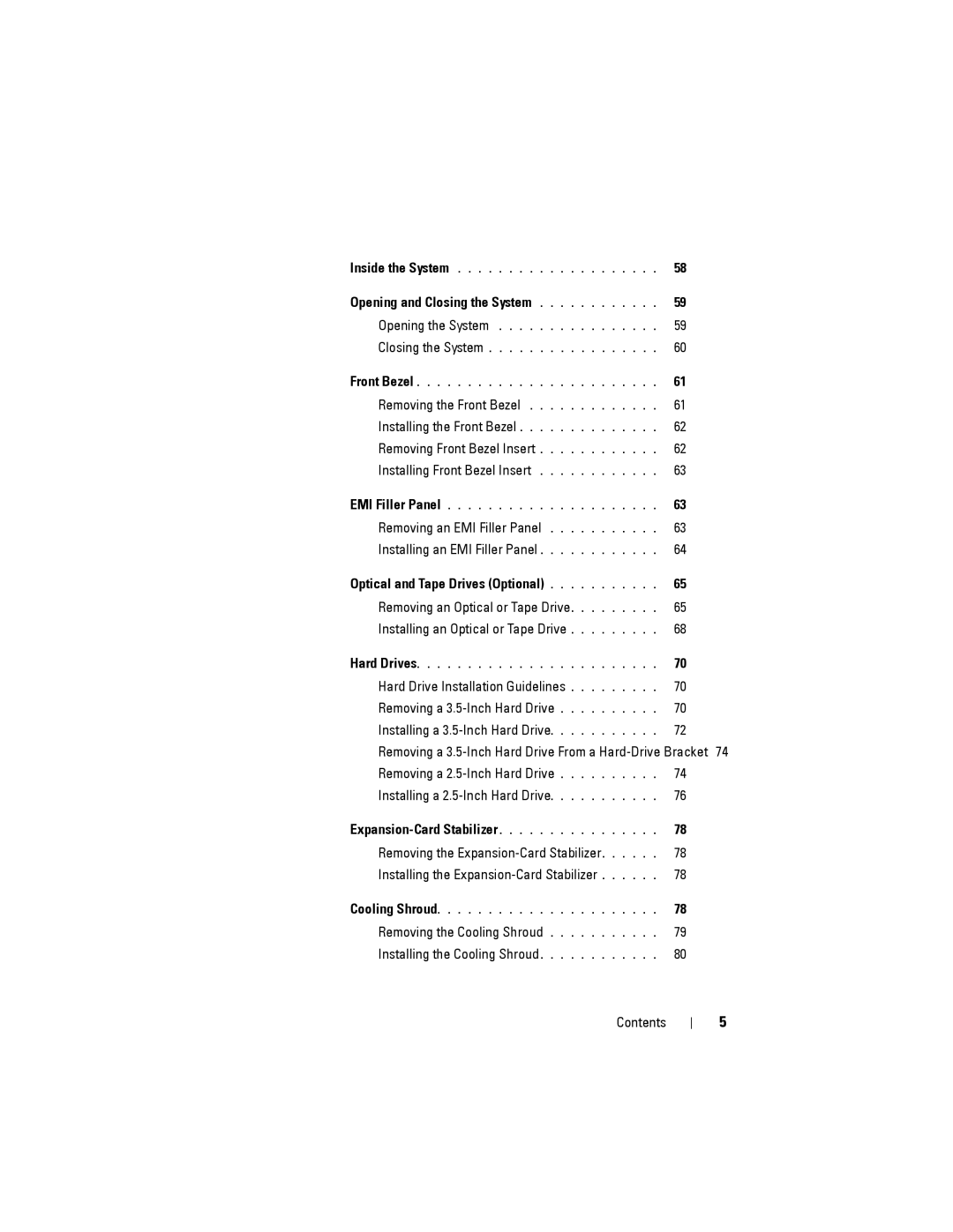 Dell T110 II owner manual Opening and Closing the System, Optical and Tape Drives Optional 