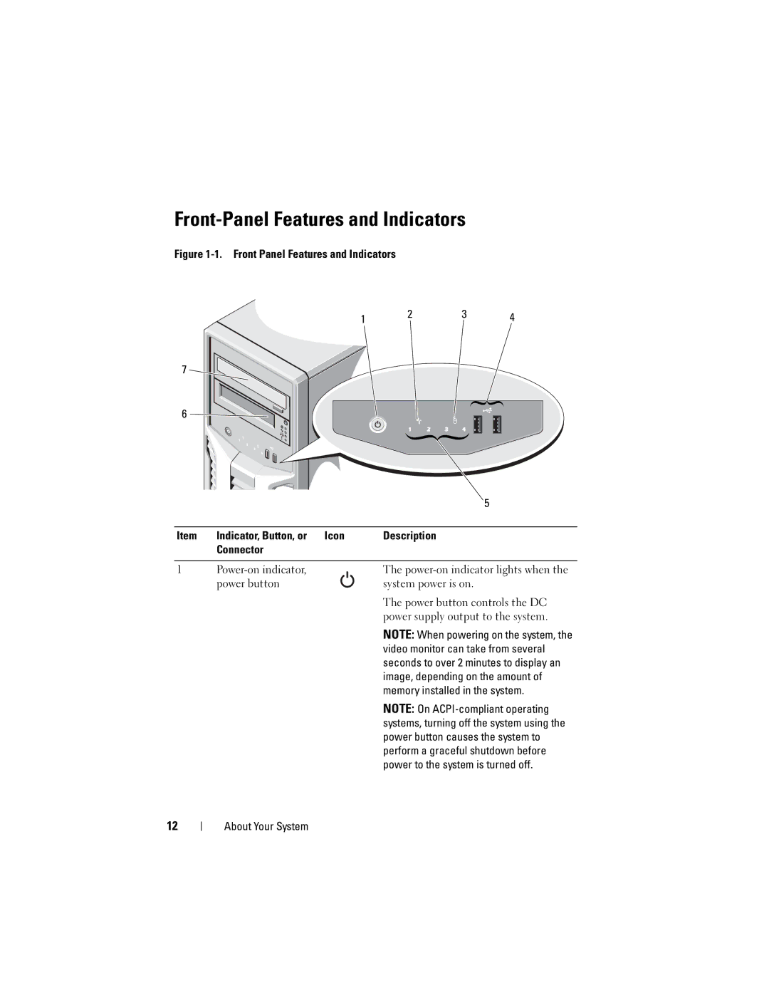 Dell T110 owner manual Front-Panel Features and Indicators 