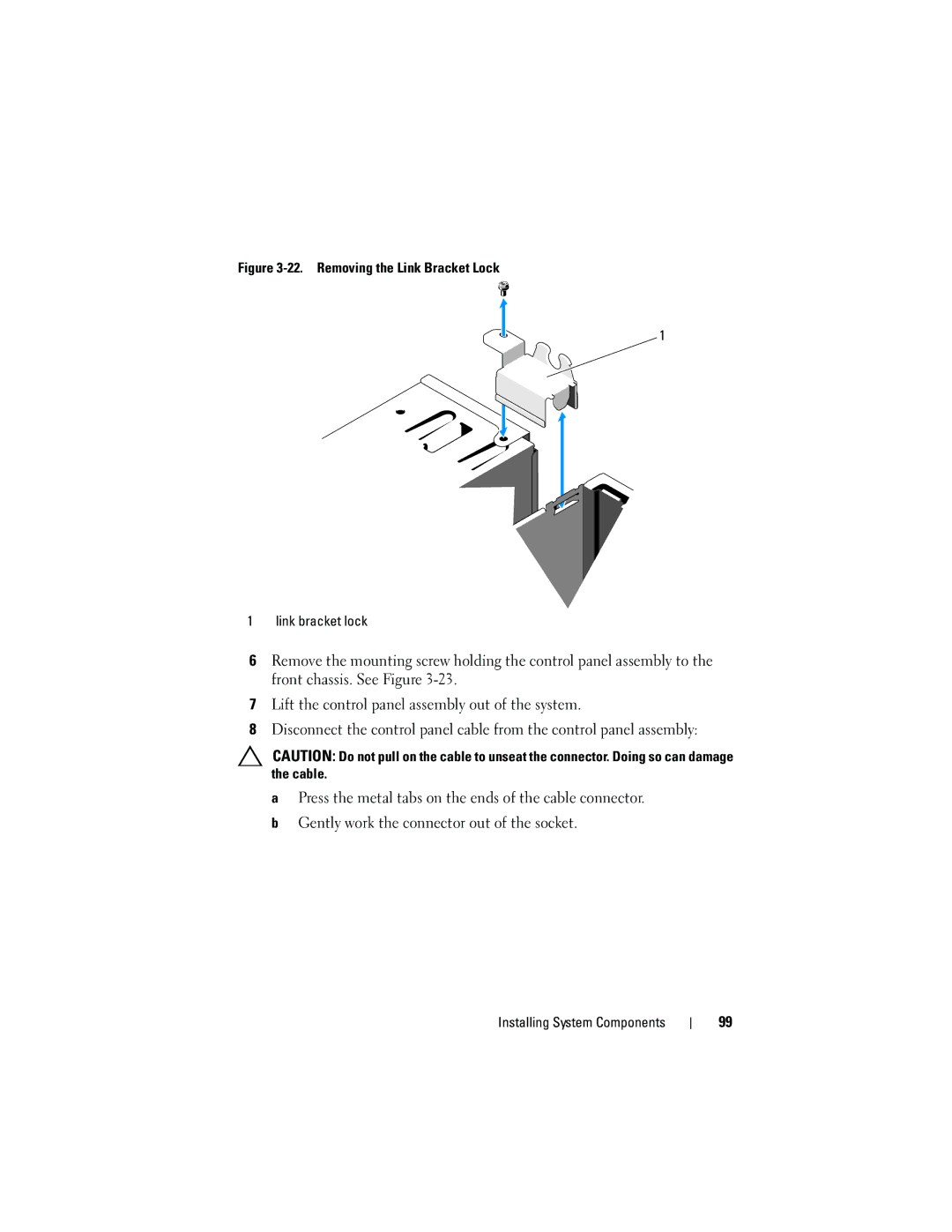 Dell T110 owner manual Removing the Link Bracket Lock Link bracket lock 