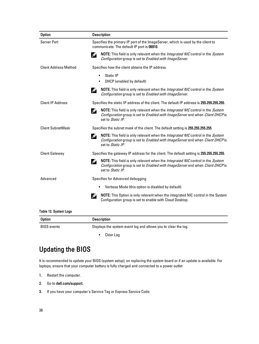 Dell T1700 owner manual Updating the Bios 