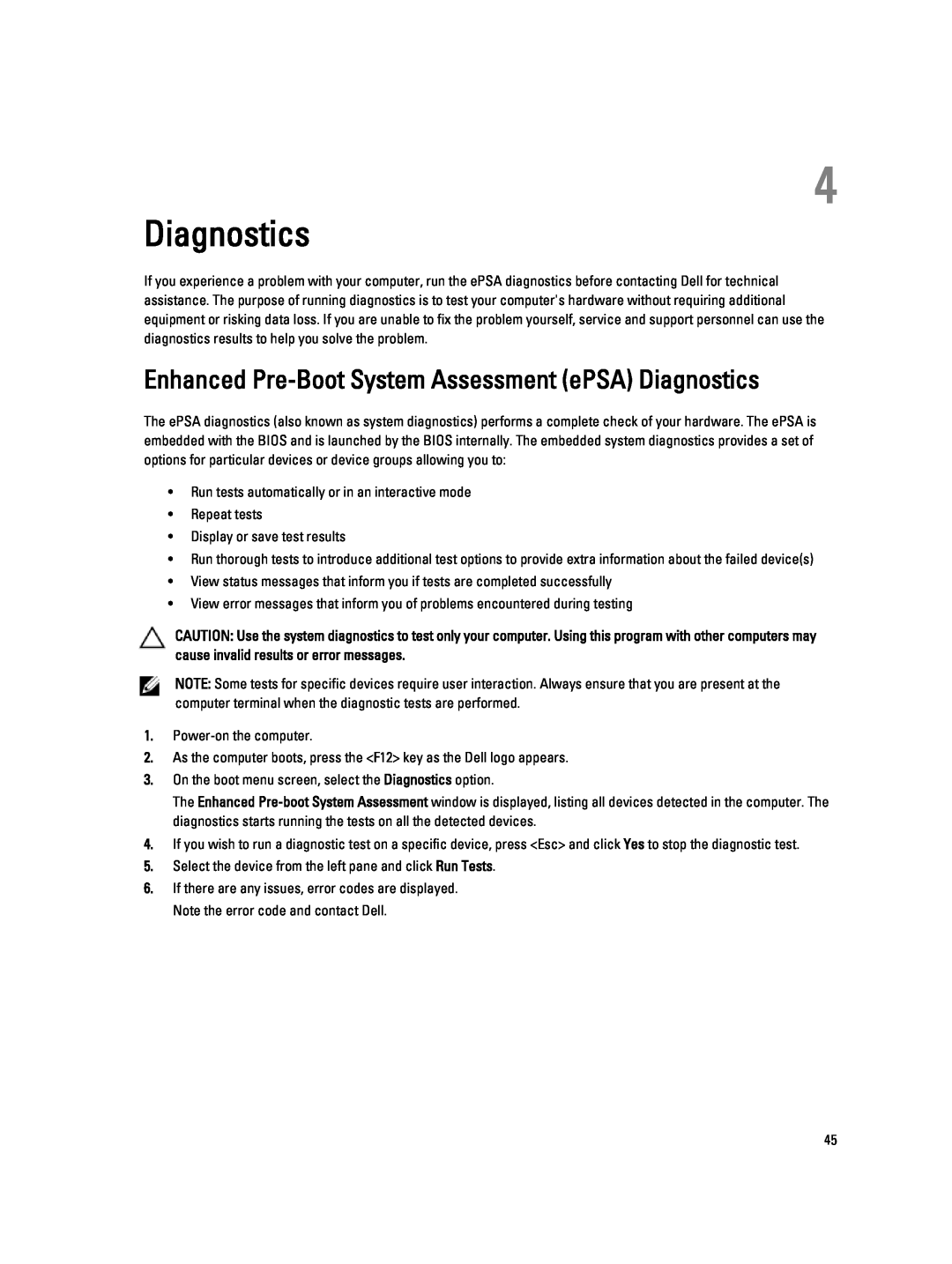 Dell T1700 owner manual Enhanced Pre-Boot System Assessment ePSA Diagnostics 
