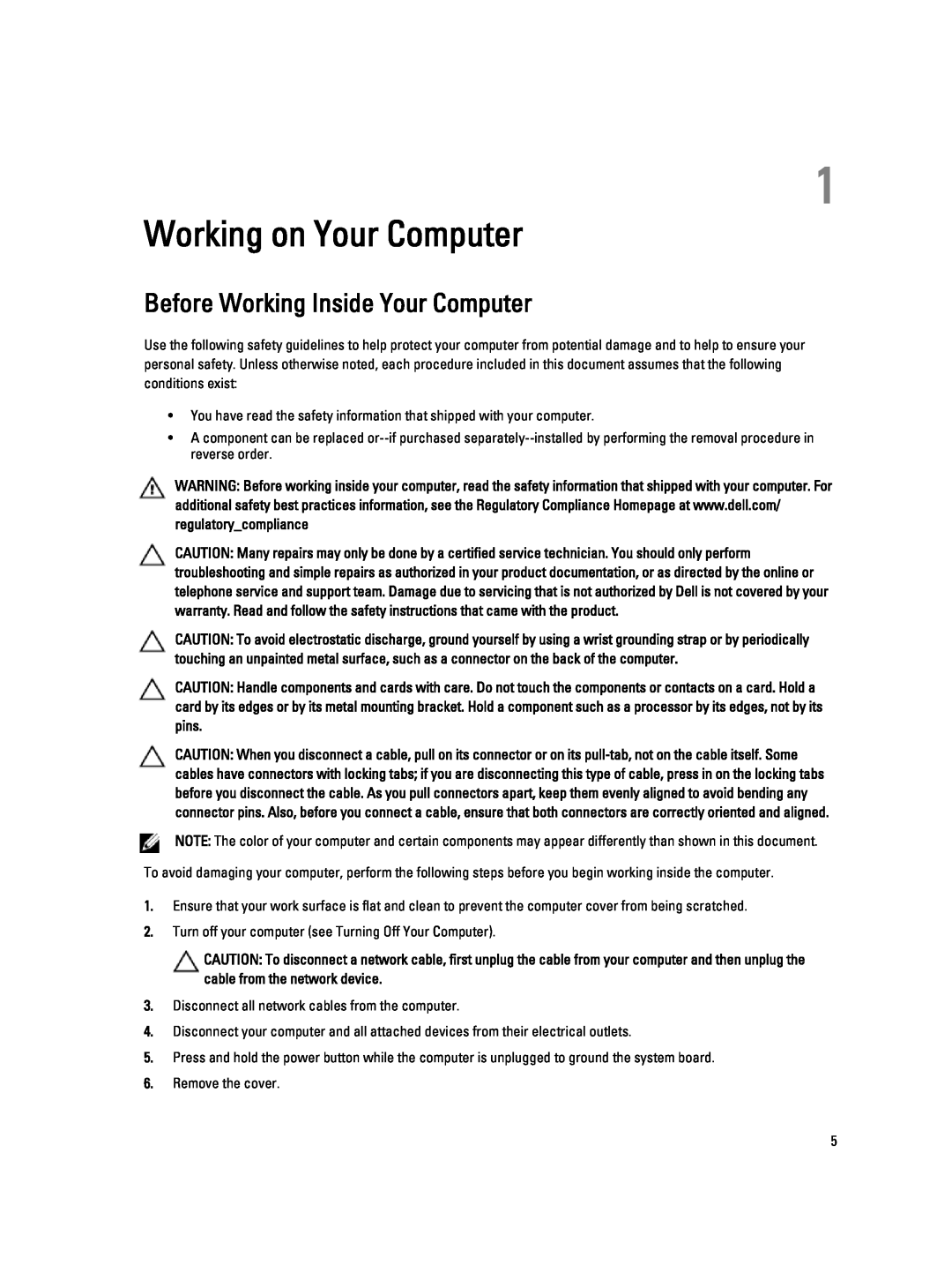 Dell T1700 owner manual Working on Your Computer, Before Working Inside Your Computer 