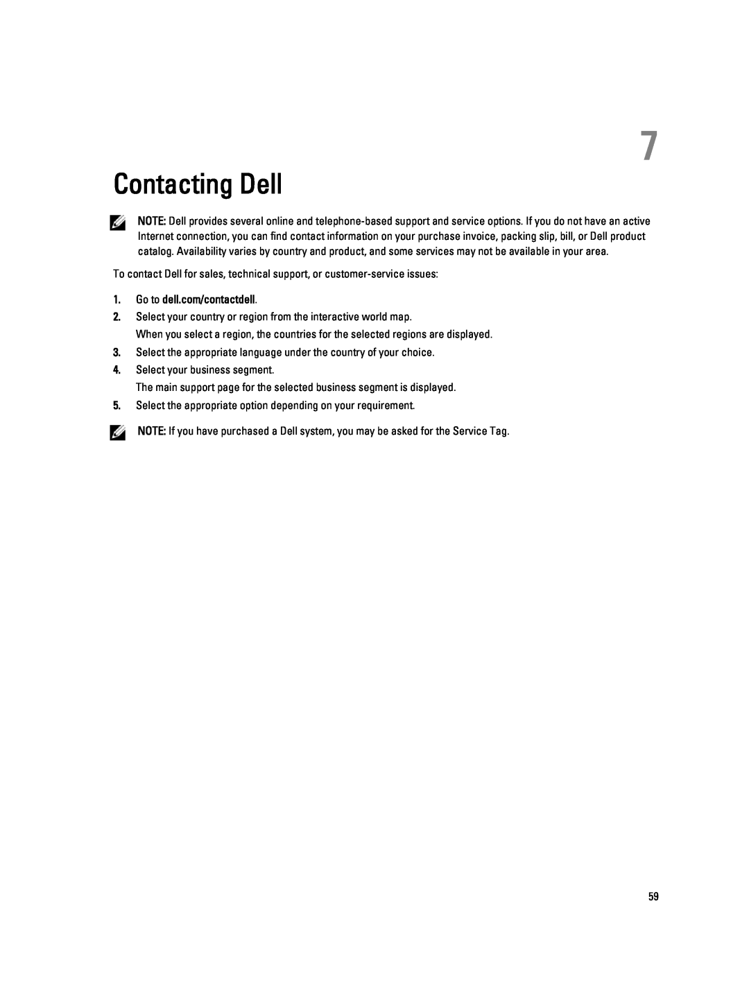 Dell T1700 owner manual Contacting Dell, Go to dell.com/contactdell 