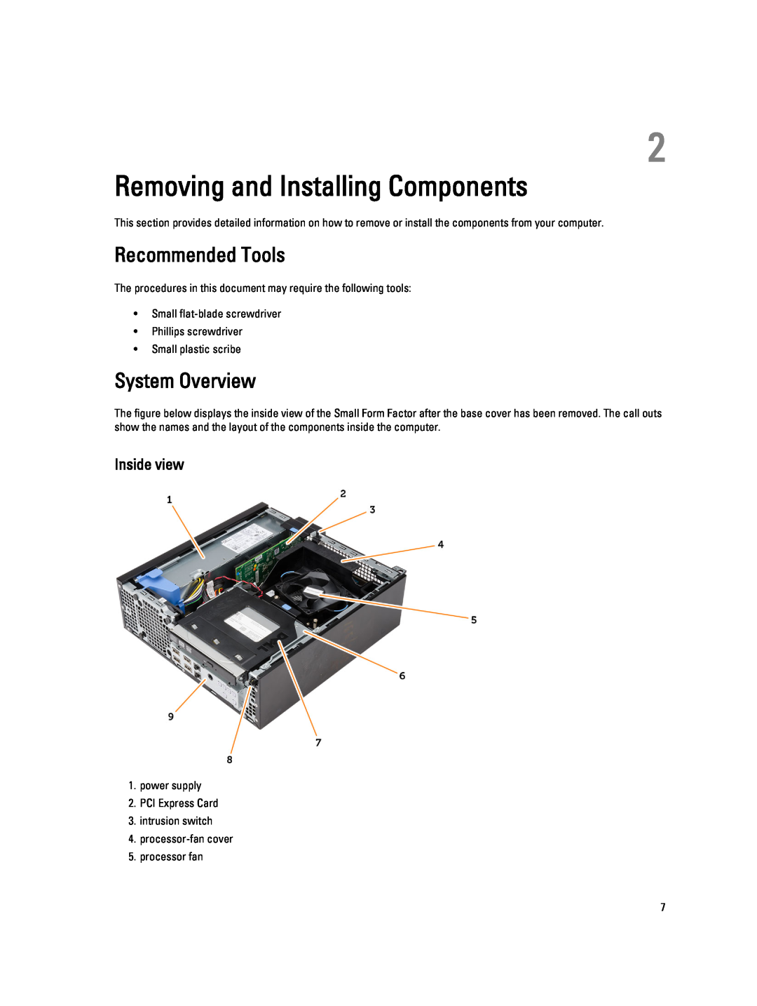 Dell T1700 owner manual Removing and Installing Components, Recommended Tools, System Overview, Inside view 