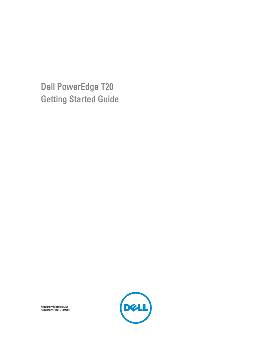 Dell manual Dell PowerEdge T20 Getting Started Guide 