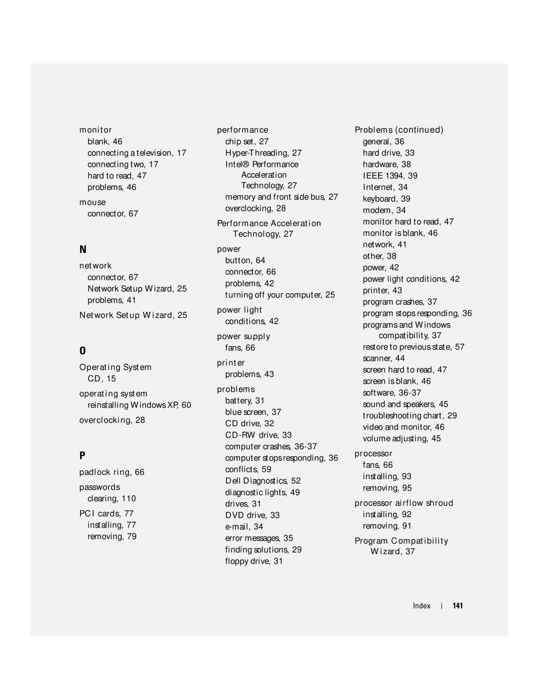 Dell T2310 manual Index 141 