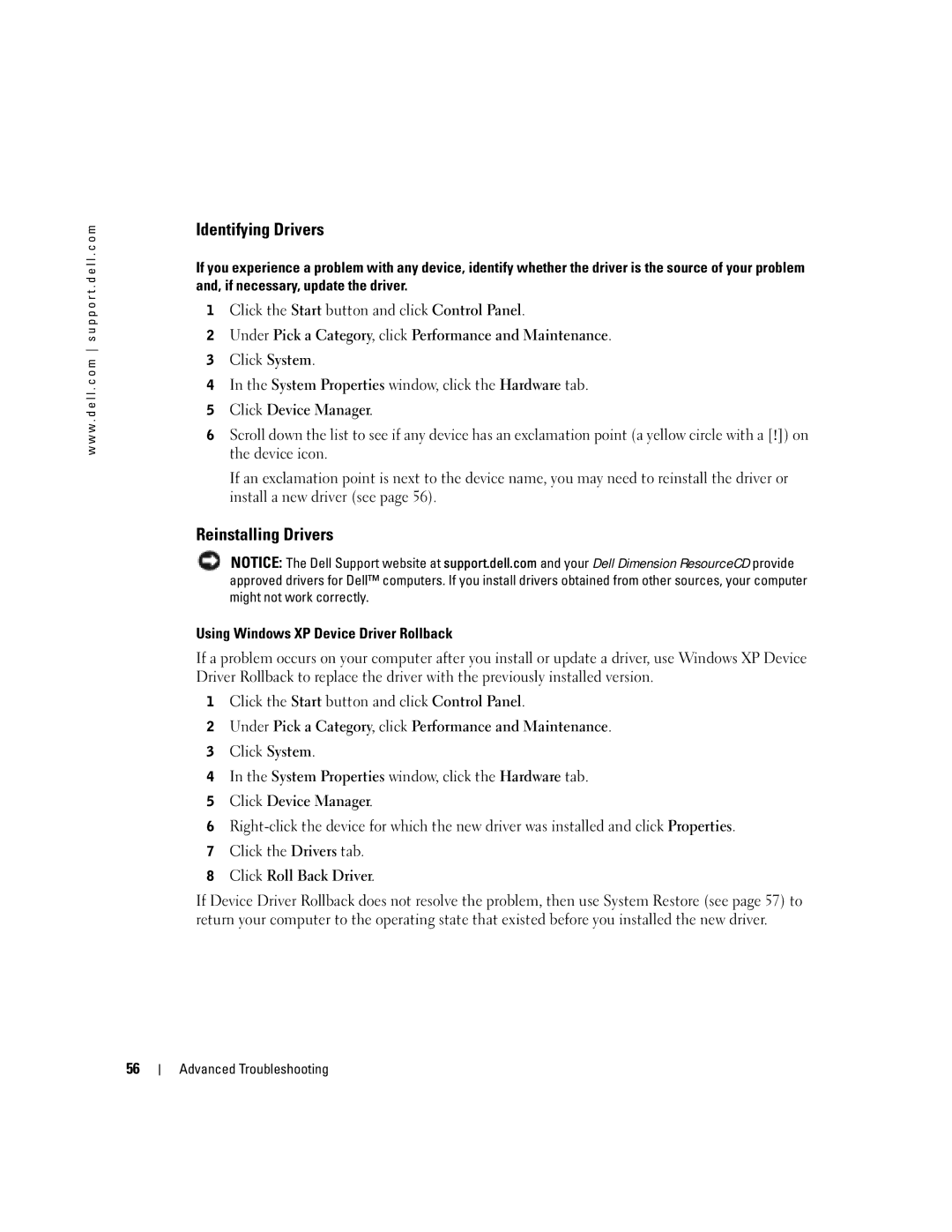 Dell T2310 manual Identifying Drivers, Reinstalling Drivers 