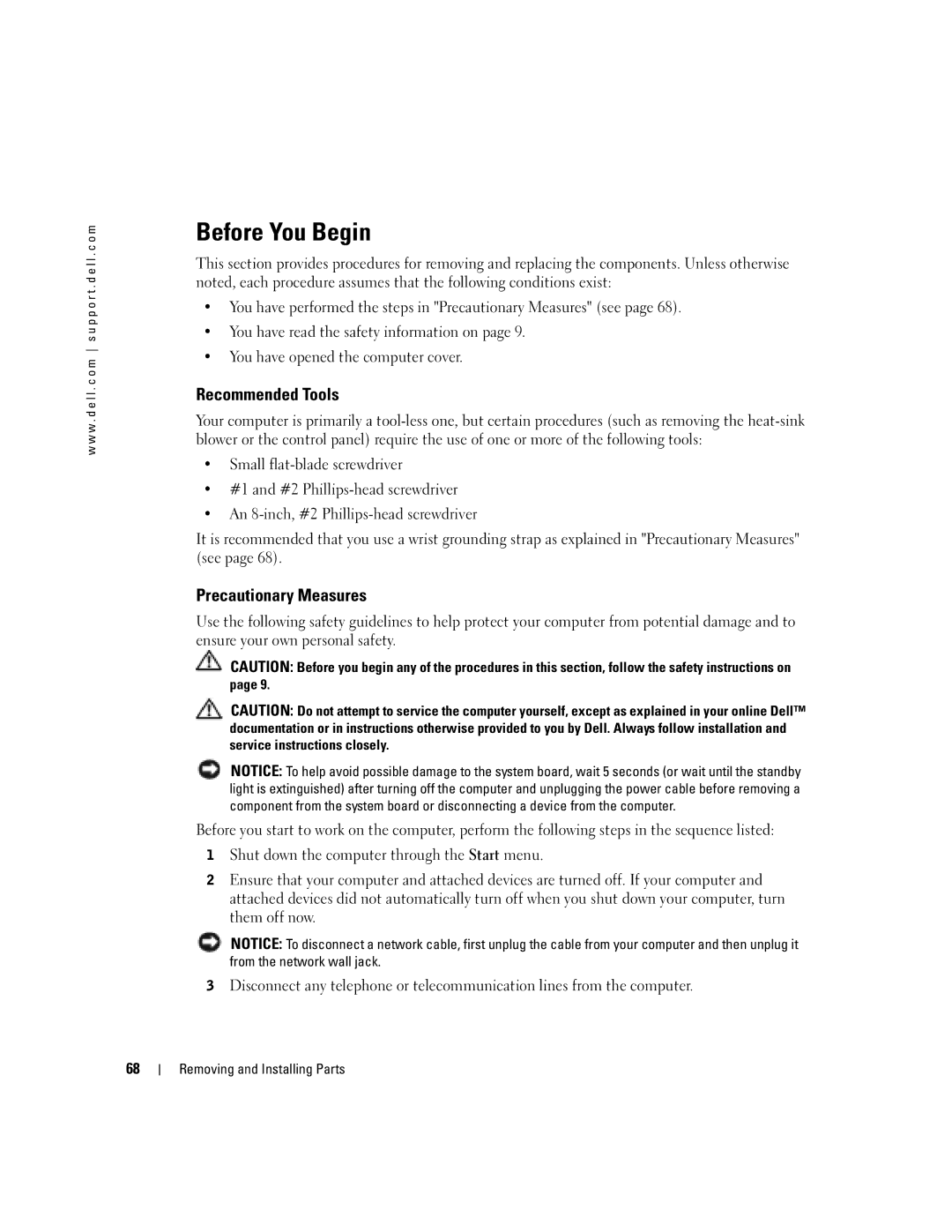 Dell T2310 manual Before You Begin, Recommended Tools, Precautionary Measures 