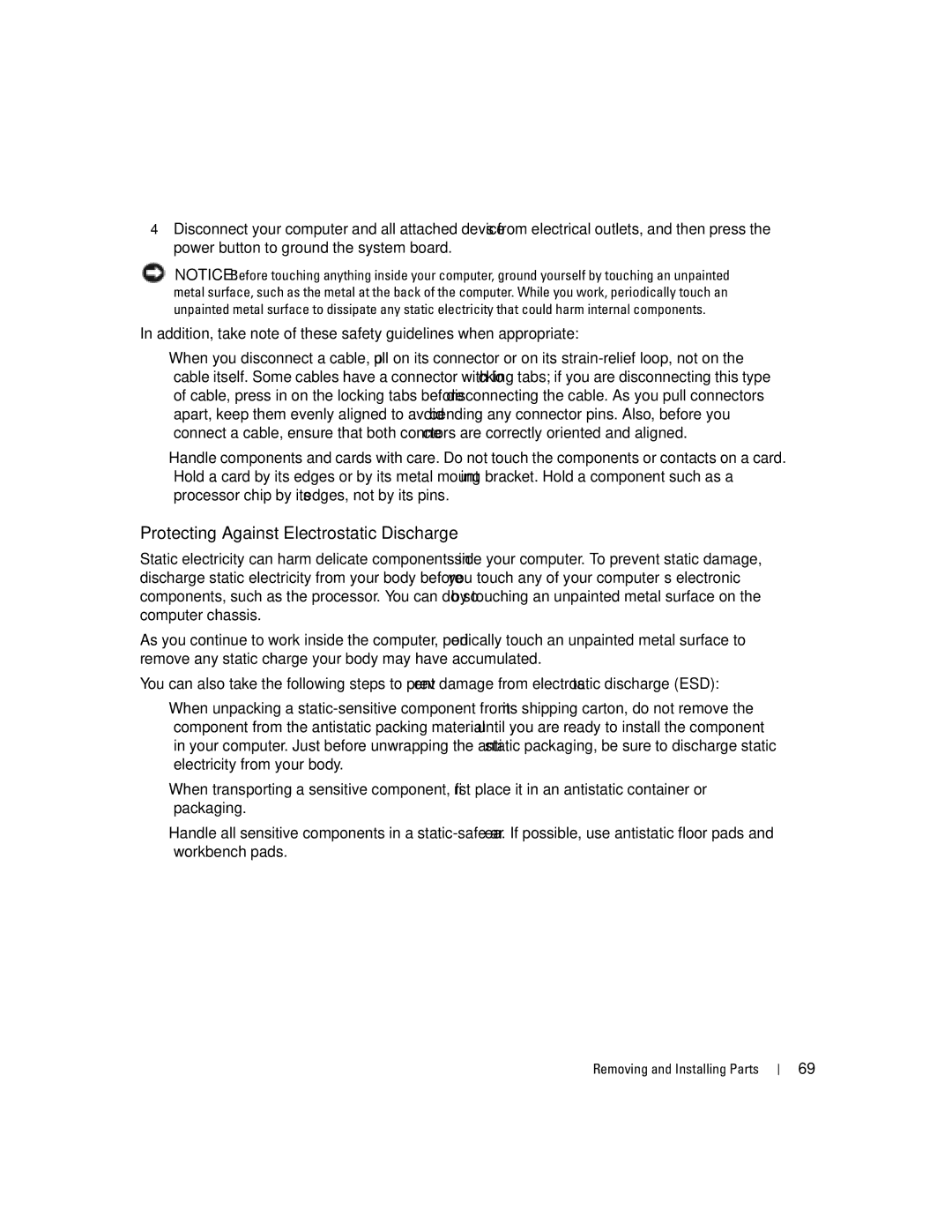 Dell T2310 manual Protecting Against Electrostatic Discharge 