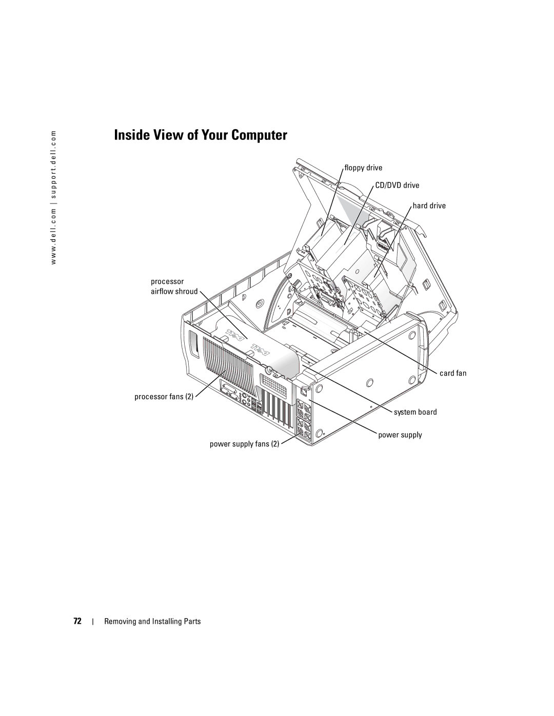 Dell T2310 manual Inside View of Your Computer, Floppy drive CD/DVD drive Hard drive 