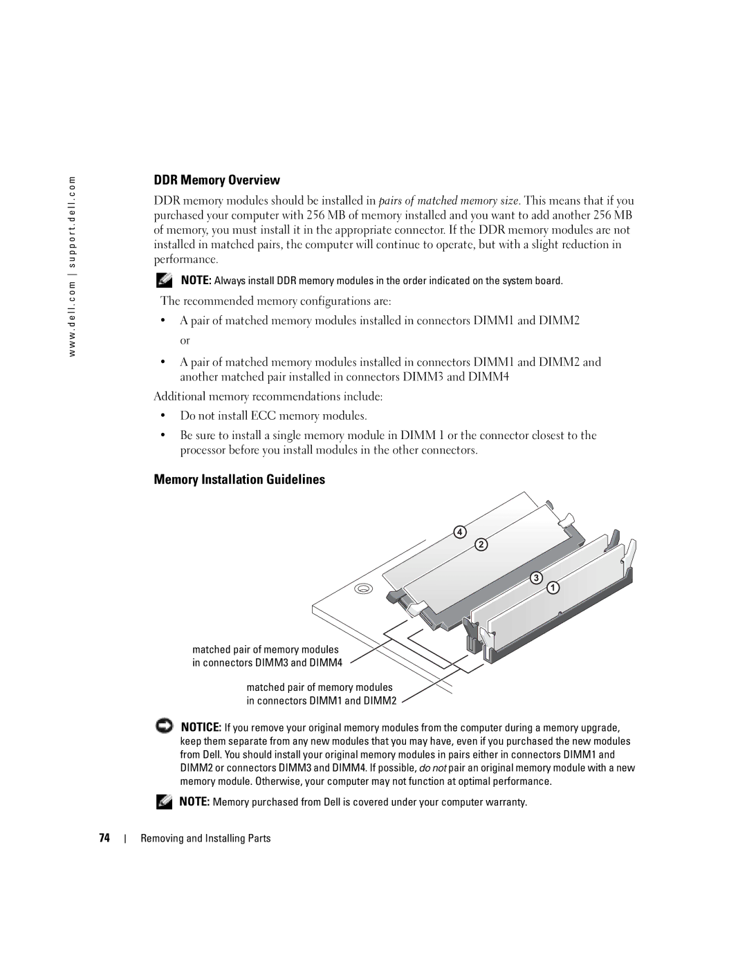 Dell T2310 manual DDR Memory Overview, Memory Installation Guidelines 