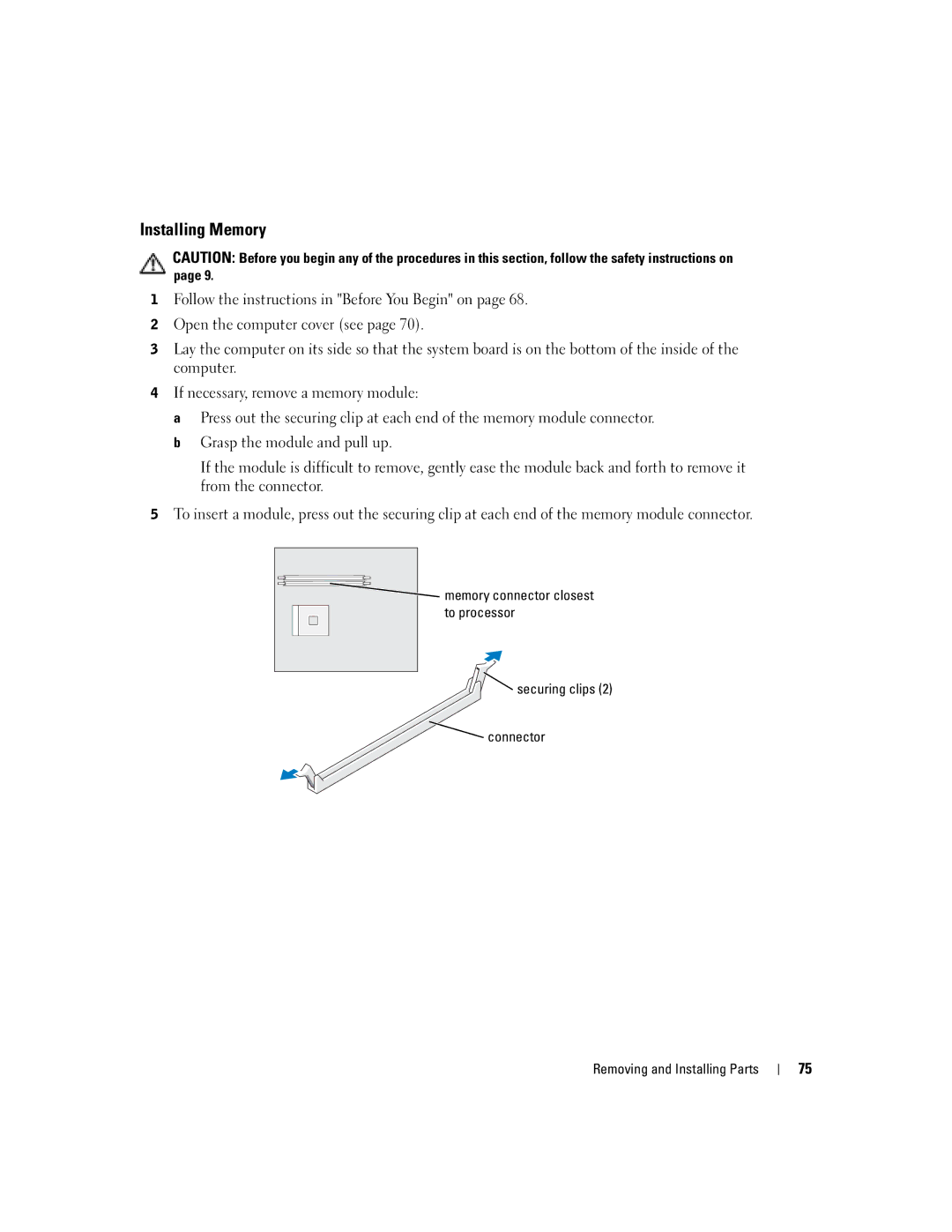 Dell T2310 manual Installing Memory 