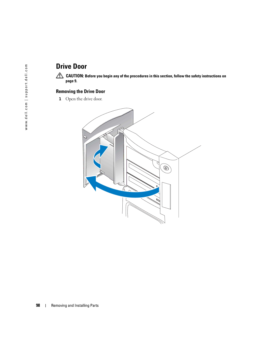 Dell T2310 manual Removing the Drive Door 