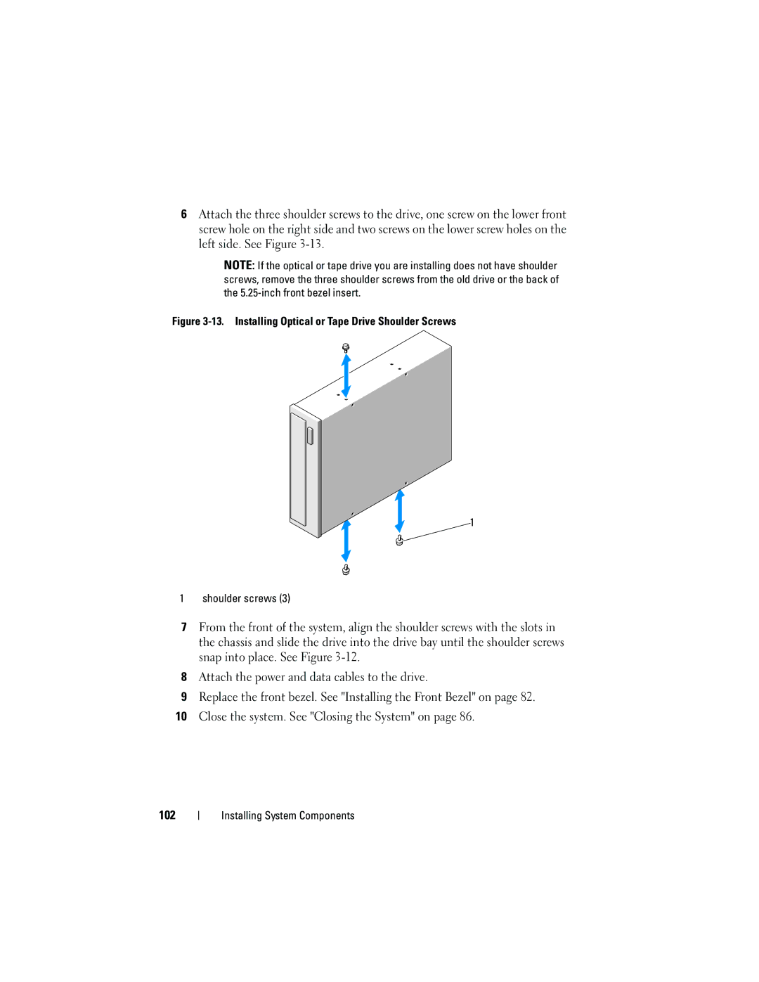 Dell T310 owner manual Installing System Components 