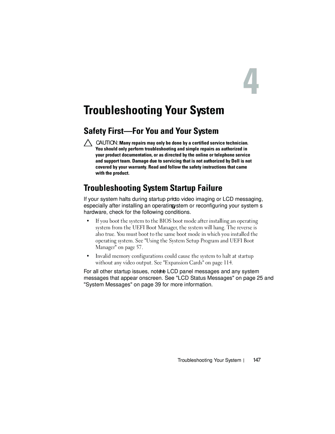 Dell T310 owner manual 147, Troubleshooting Your System 