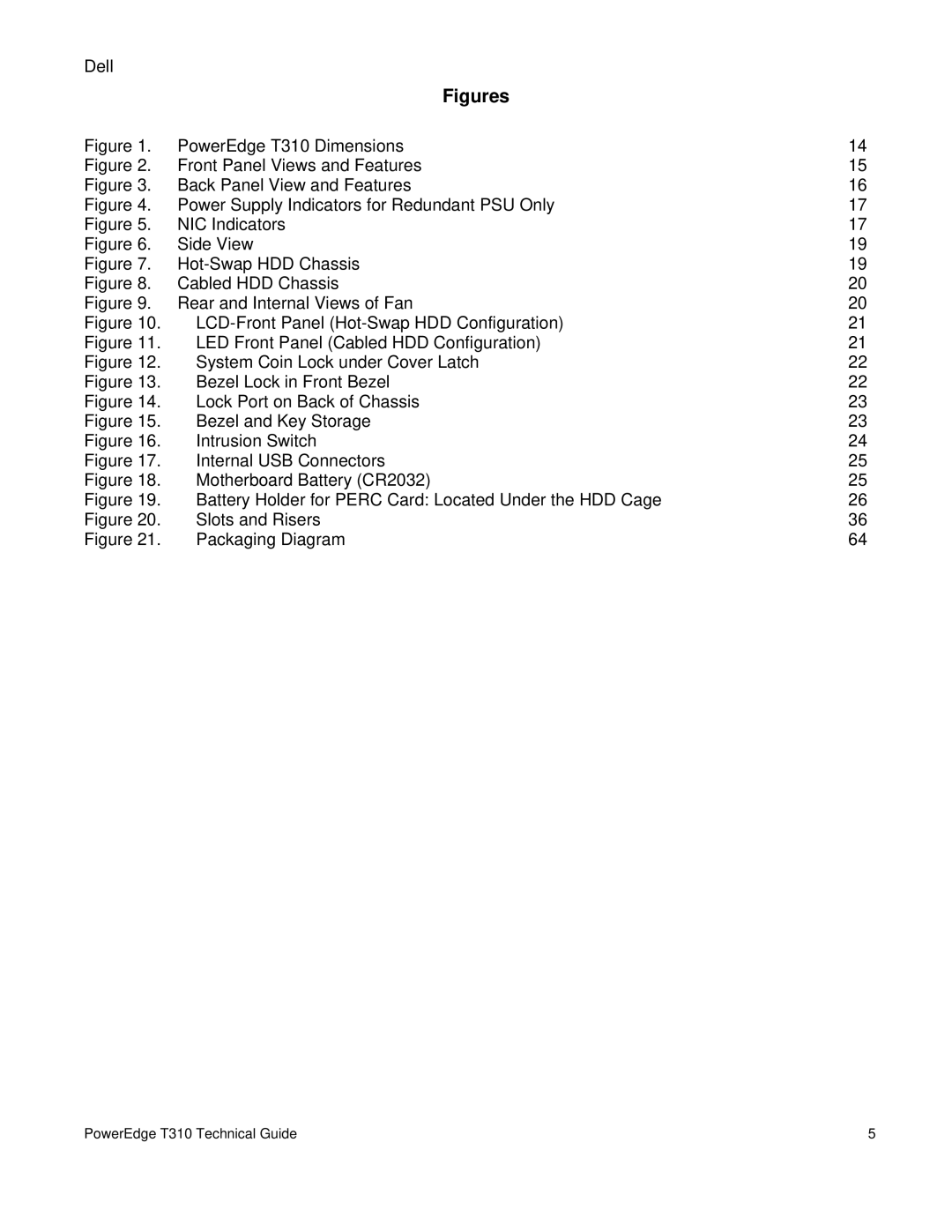 Dell T310 manual Figures 