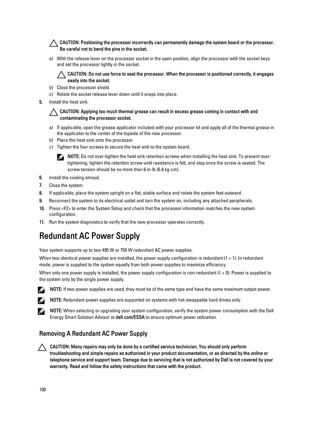 Dell T320 owner manual Removing a Redundant AC Power Supply 