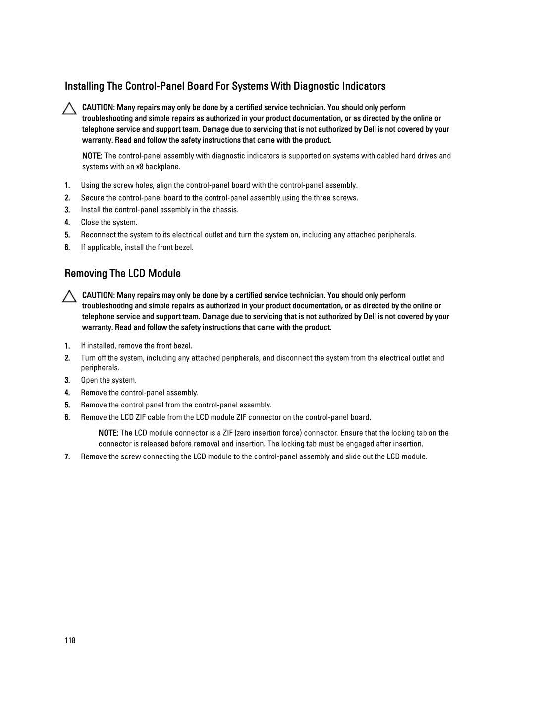 Dell T320 owner manual Removing The LCD Module 