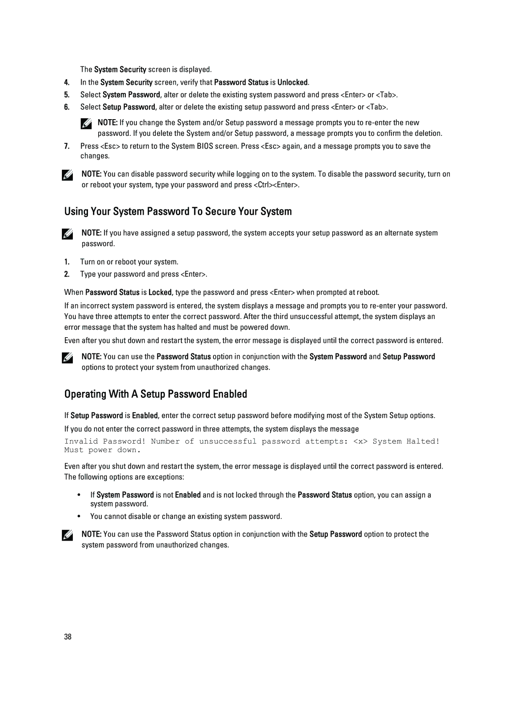 Dell T320 owner manual Using Your System Password To Secure Your System, Operating With a Setup Password Enabled 