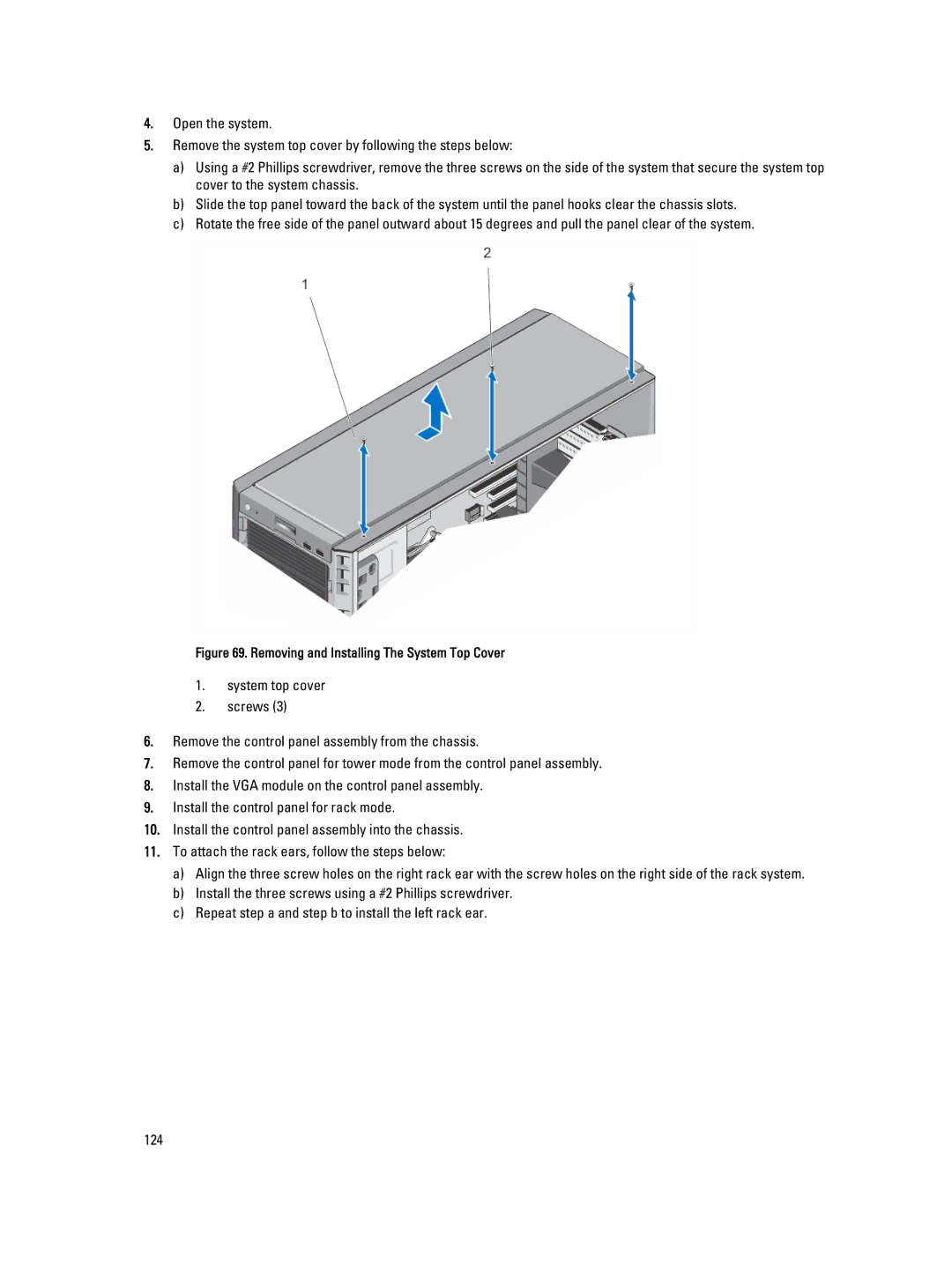 Dell T320 owner manual Removing and Installing The System Top Cover 