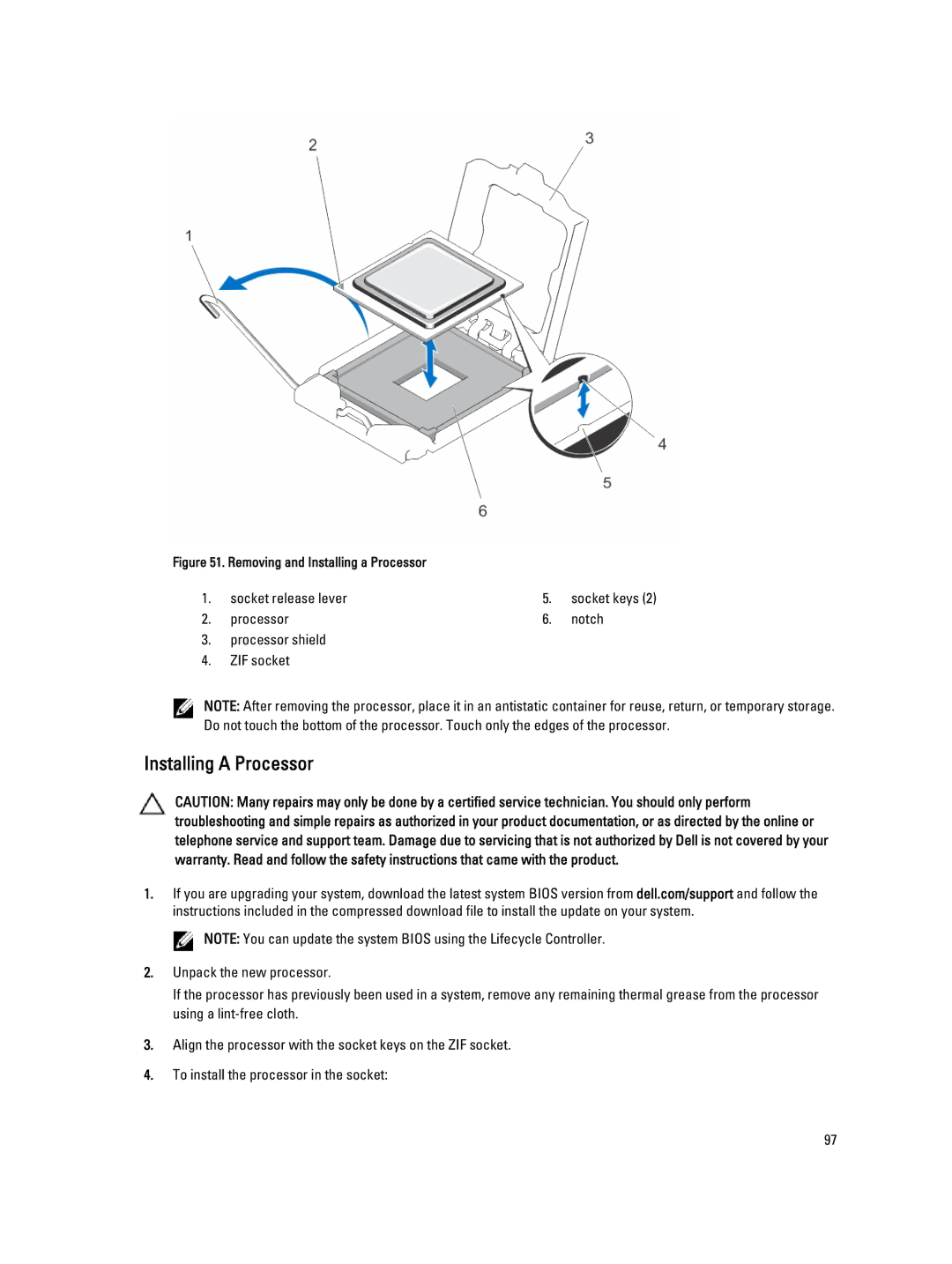 Dell T320 owner manual Removing and Installing a Processor 