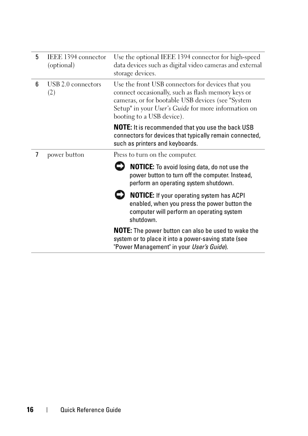 Dell T3400 manual Power button Press to turn on the computer, Perform an operating system shutdown 