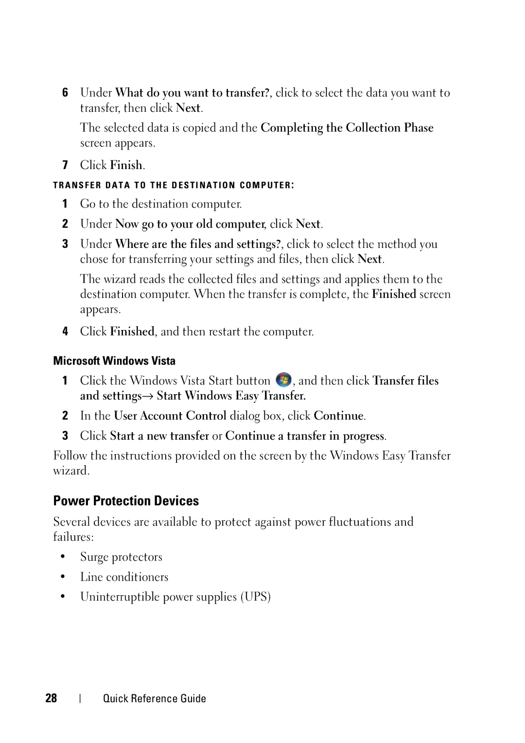 Dell T3400 manual Power Protection Devices, Microsoft Windows Vista 