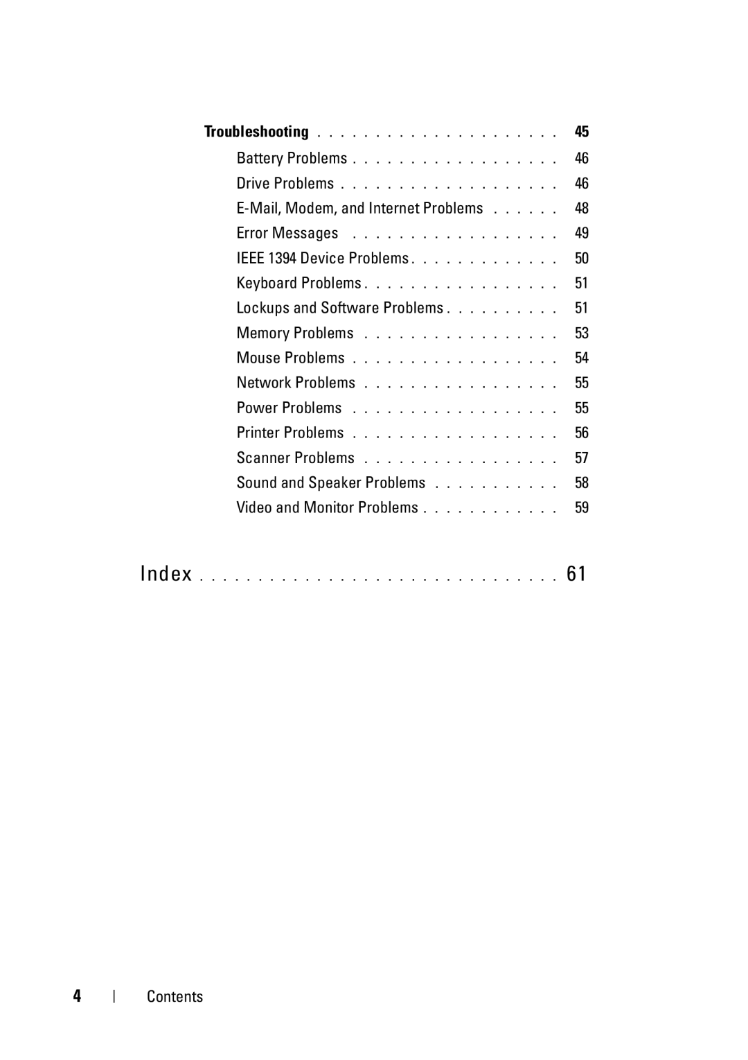 Dell T3400 manual Mail, Modem, and Internet Problems, Ieee 1394 Device Problems, Lockups and Software Problems 