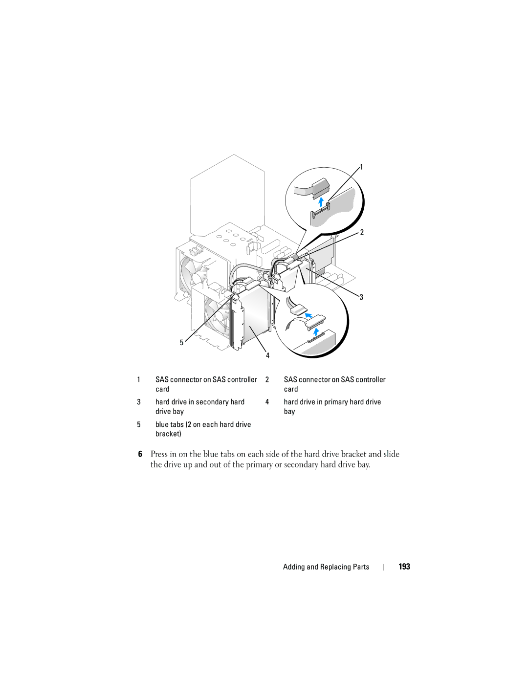 Dell T3400 manual 193, Card Hard drive in secondary hard 