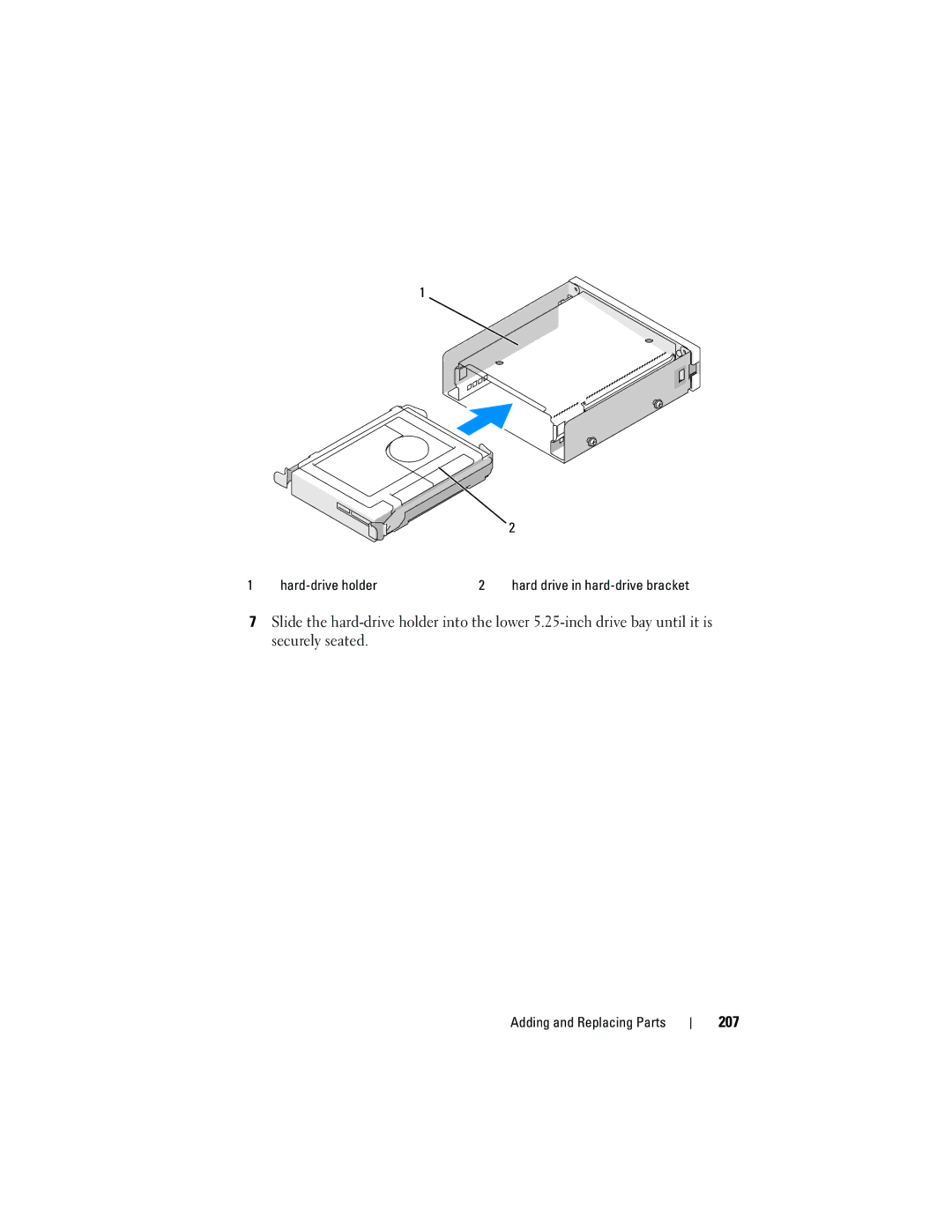 Dell T3400 manual 207, Hard-drive holder 