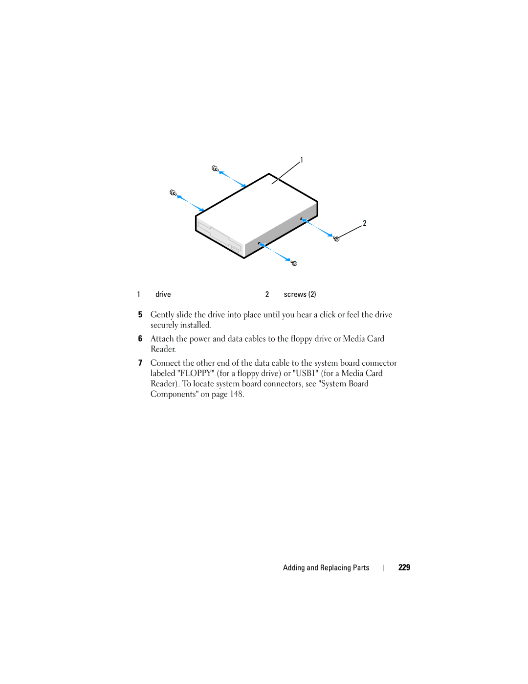 Dell T3400 manual 229, Drive 