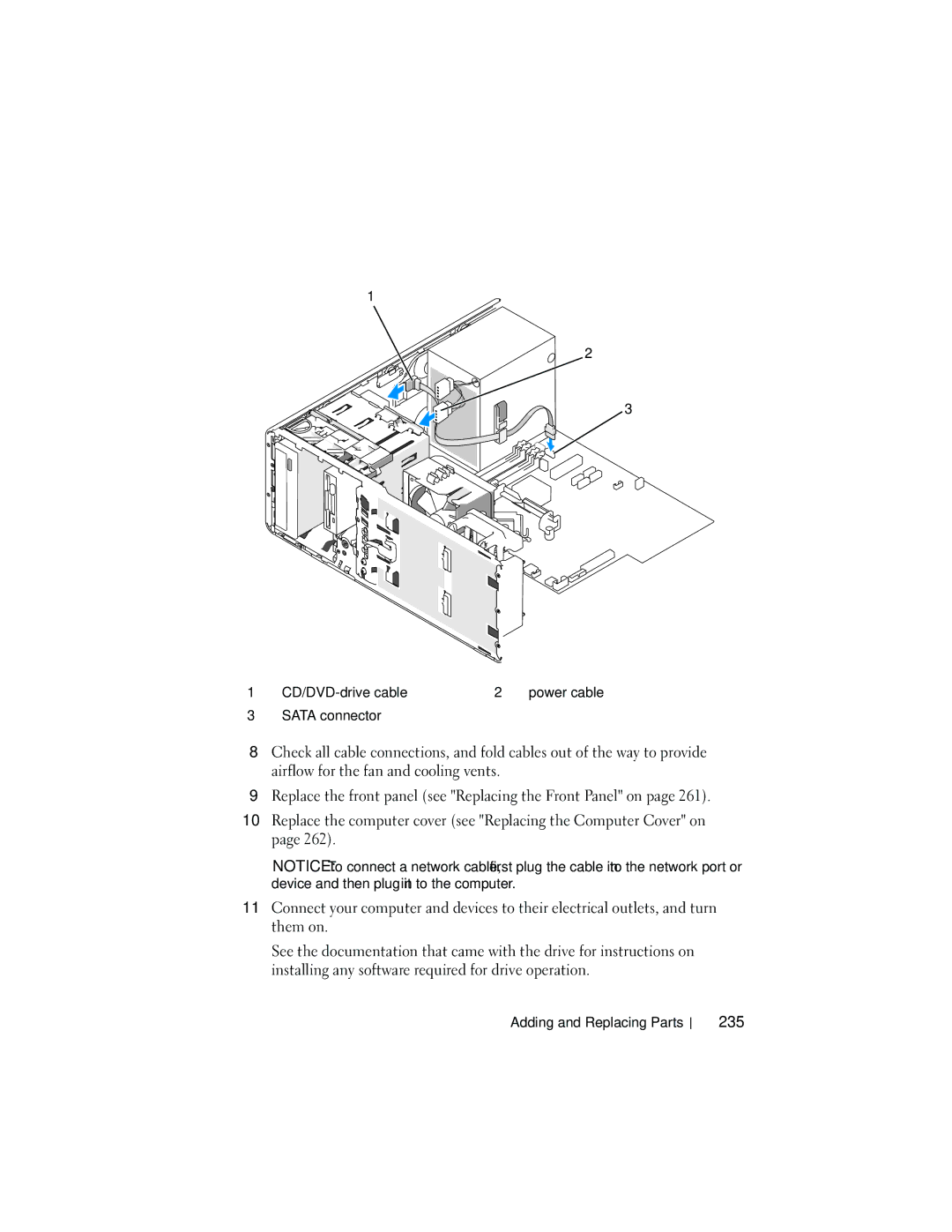 Dell T3400 manual 235, CD/DVD-drive cable 