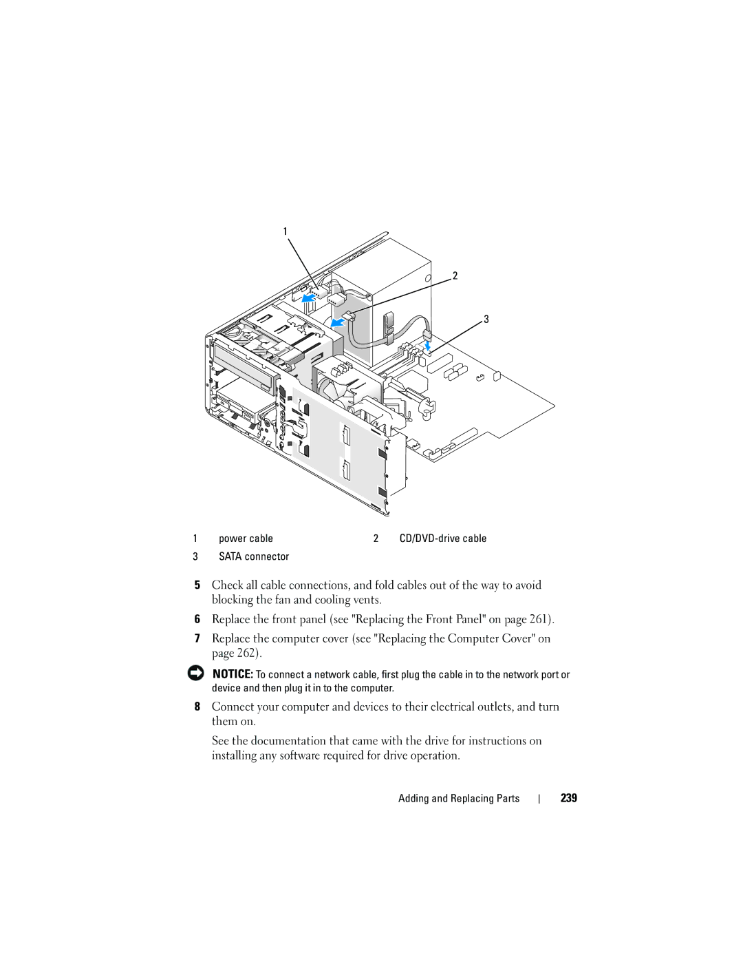 Dell T3400 manual 239, Power cable 