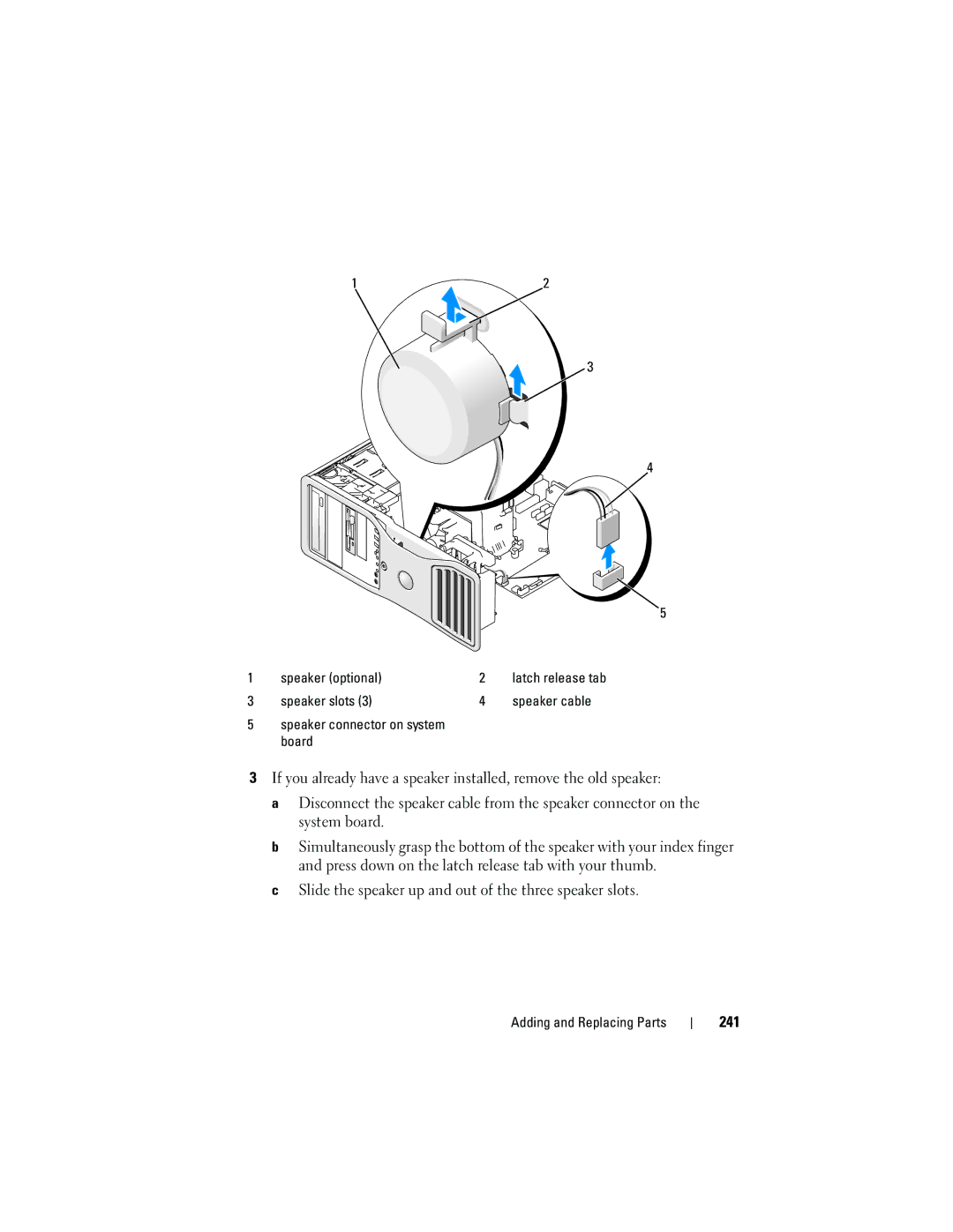 Dell T3400 manual 241, Speaker optional 