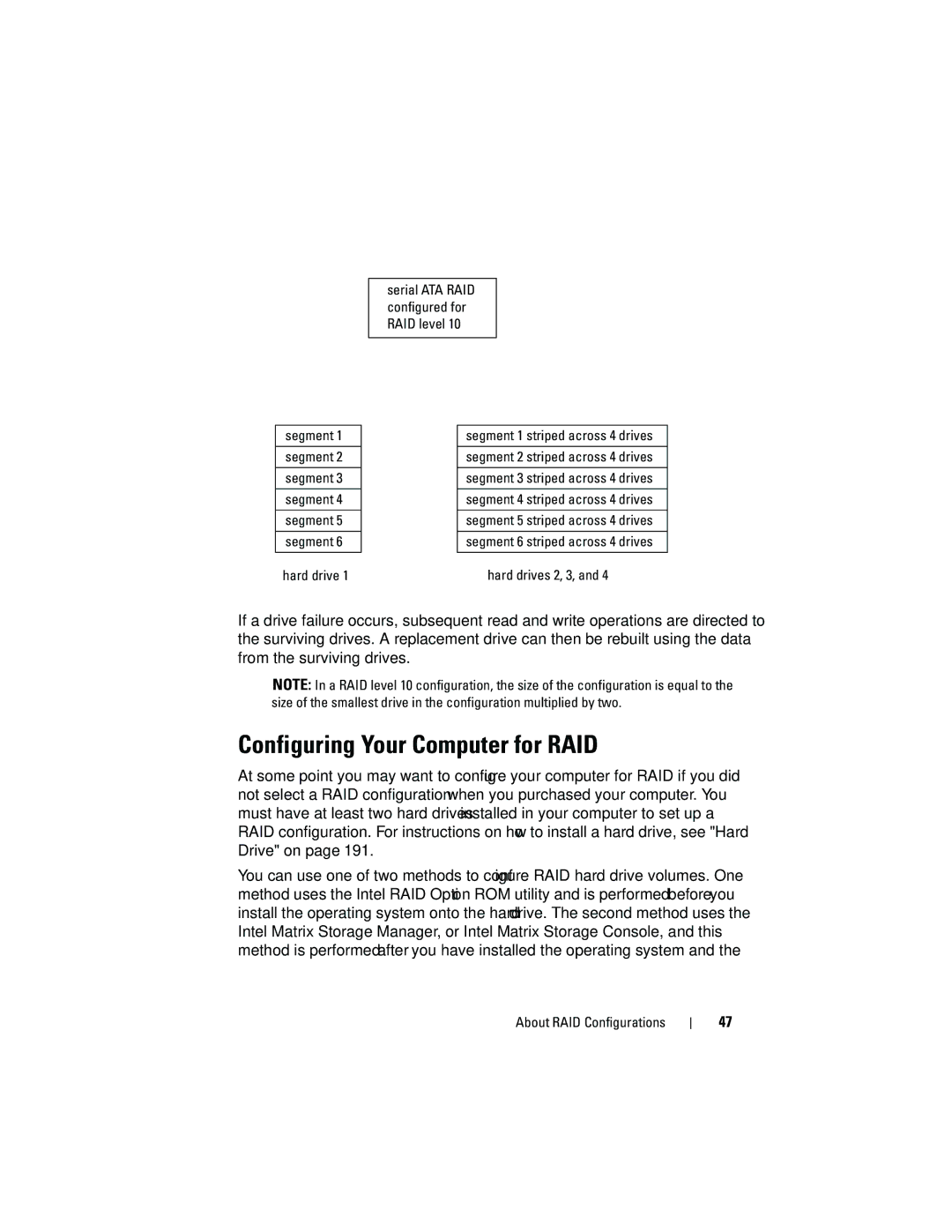 Dell T3400 manual Configuring Your Computer for RAID 